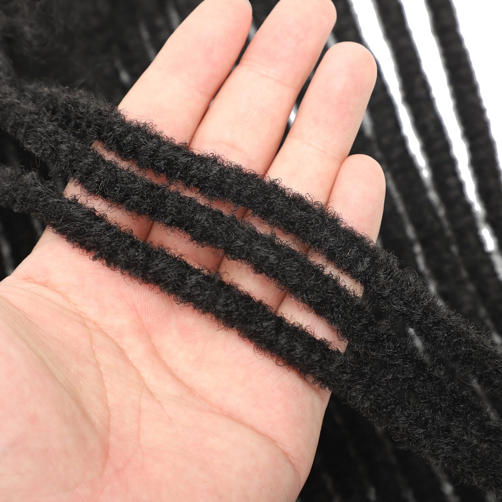 QIDESHENG 8 Inch Dreadlock Extensions Synthetic Hair 30Strands 0.8 Width Handmade Dreads Hair Extensions Reggae Braids Locs Synthetic Hippie Single Ended Dreads for Women/Men/Kids (1B - Image 4