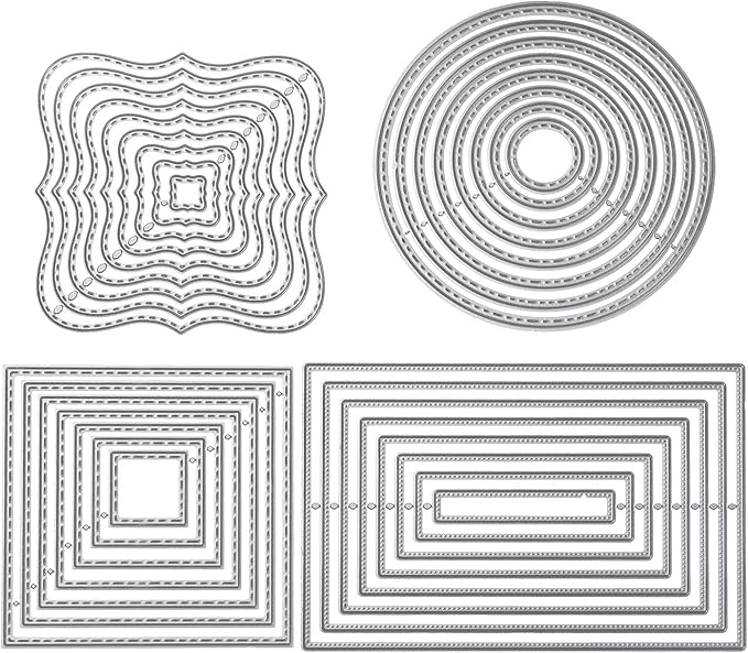 Set Fustelle Geometriche Per Scrapbooking - 5 Pezzi Con Forme Quadrato, Cerchio, Cuore, Stella E Rettangolo - Foto 8