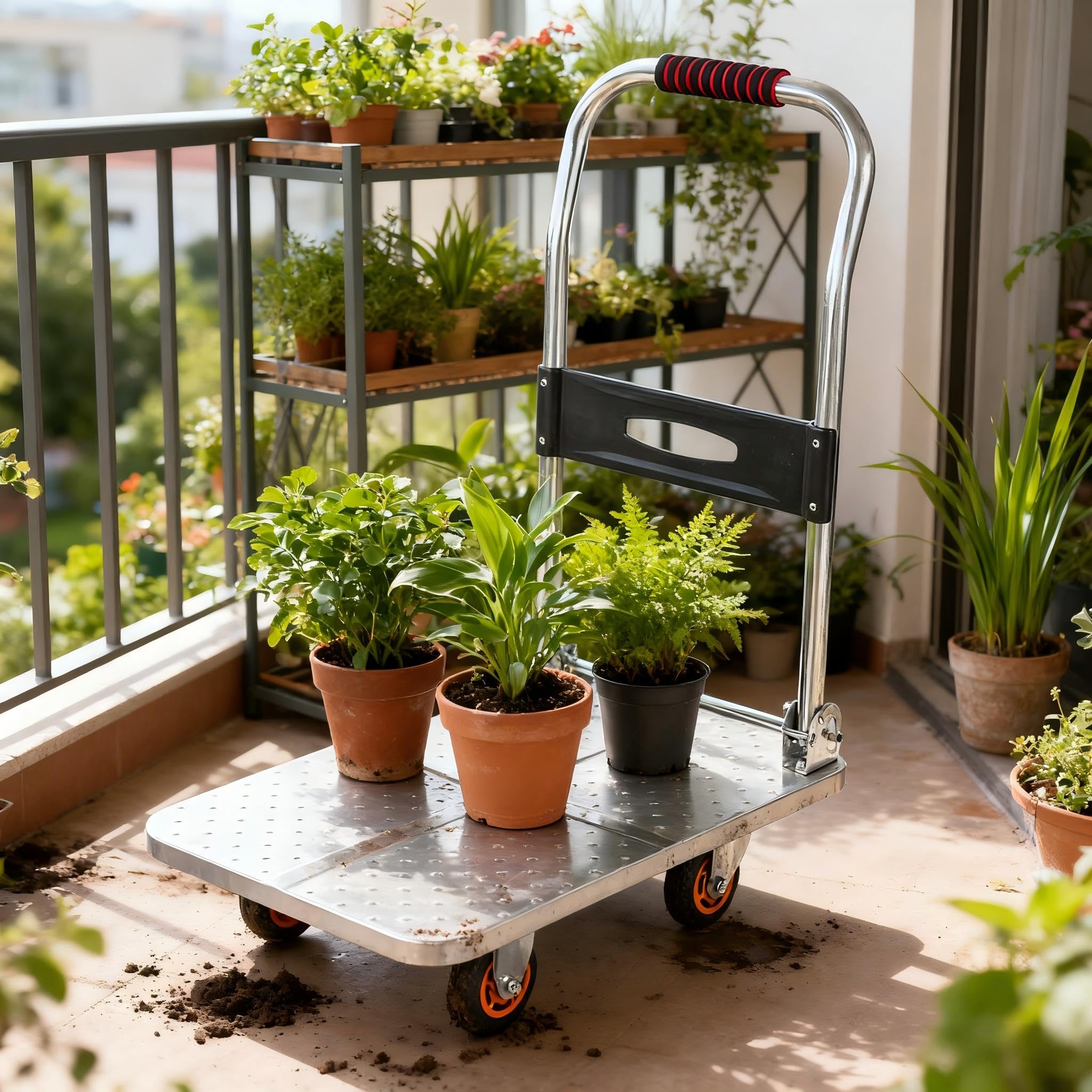 Carrello a Piattaforma Industriale, Carrello Portatutto Acciaio Rinforzato con 4 Ruote Pivotanti 360°, Carrello Pieghevole 100/230/500kg per Carichi Pesanti e Stoccaggio (73x48cm)