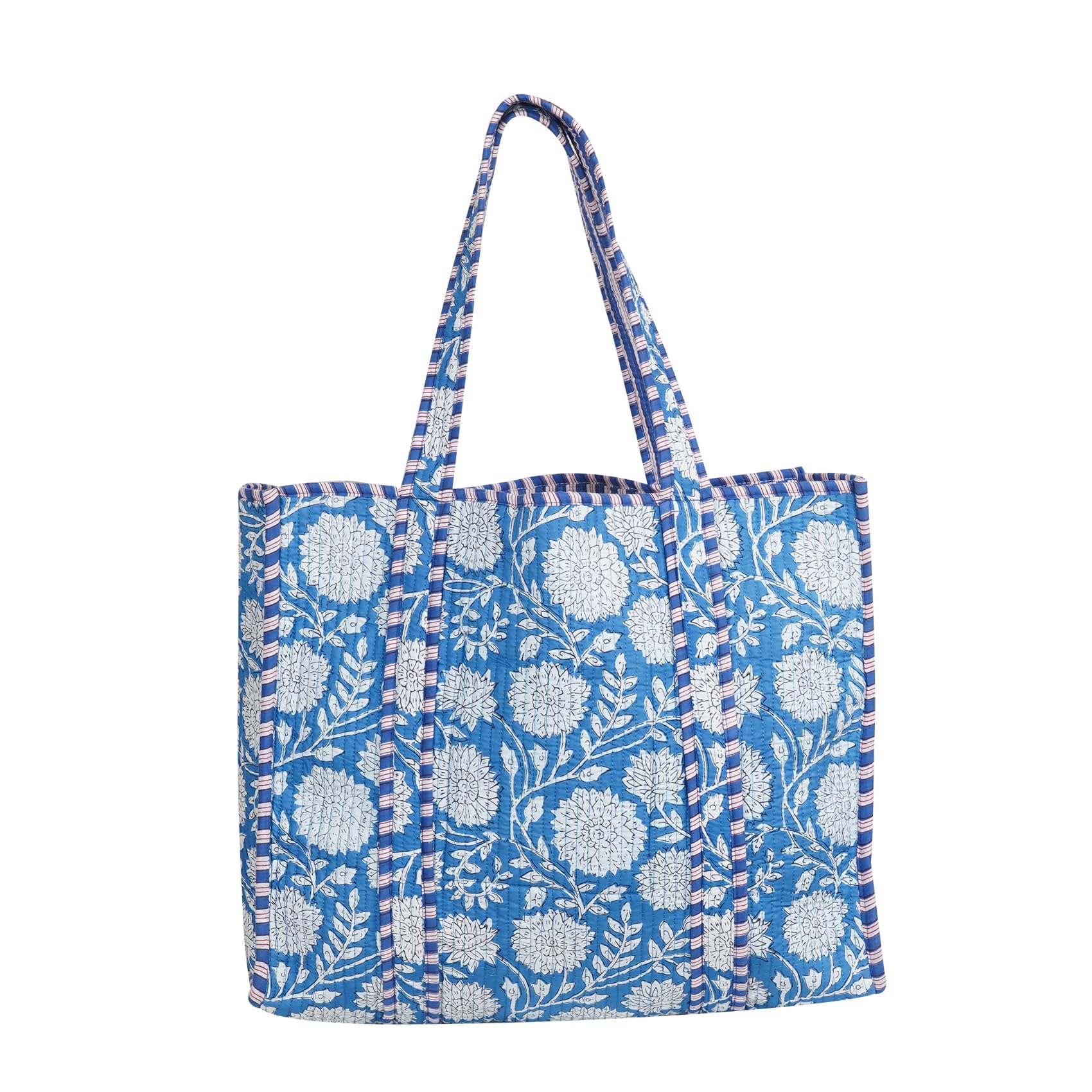 LKGSM RUGS Cotton Tiger Block Print Tote Bag, Indian Handmade Shopping Shoulder Bag, Unisex Market Daily Use, Dn 12, Standard — image 1
