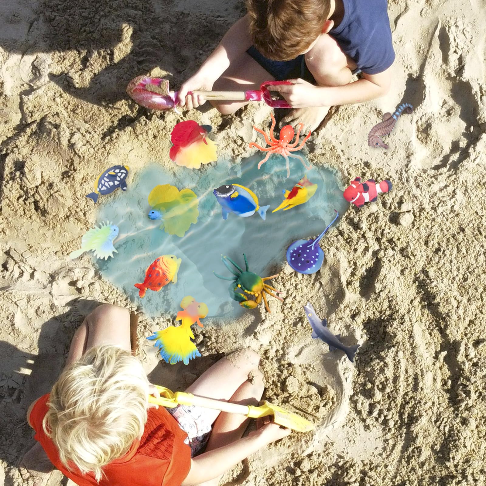 10 Pcs Fish Animal Figure Bath Toys, Sea Animal Color Changing Toys, Sea Creatures for Kids 3 Years and up, for Themed Parties, Cake Topper, Kids Easter Basket