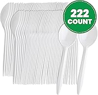 Vista 2 de Plasticpro Cucharas de sopa desechables de plástico blanco, utensilios pesados, paquete de 222