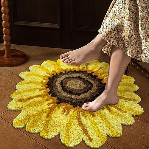 Miniatura 4 de USTIDE Alfombra de pasillo de girasol, alfombra de área floral con parte trasera antideslizante, alfombra de entrada decorativa para interiores y