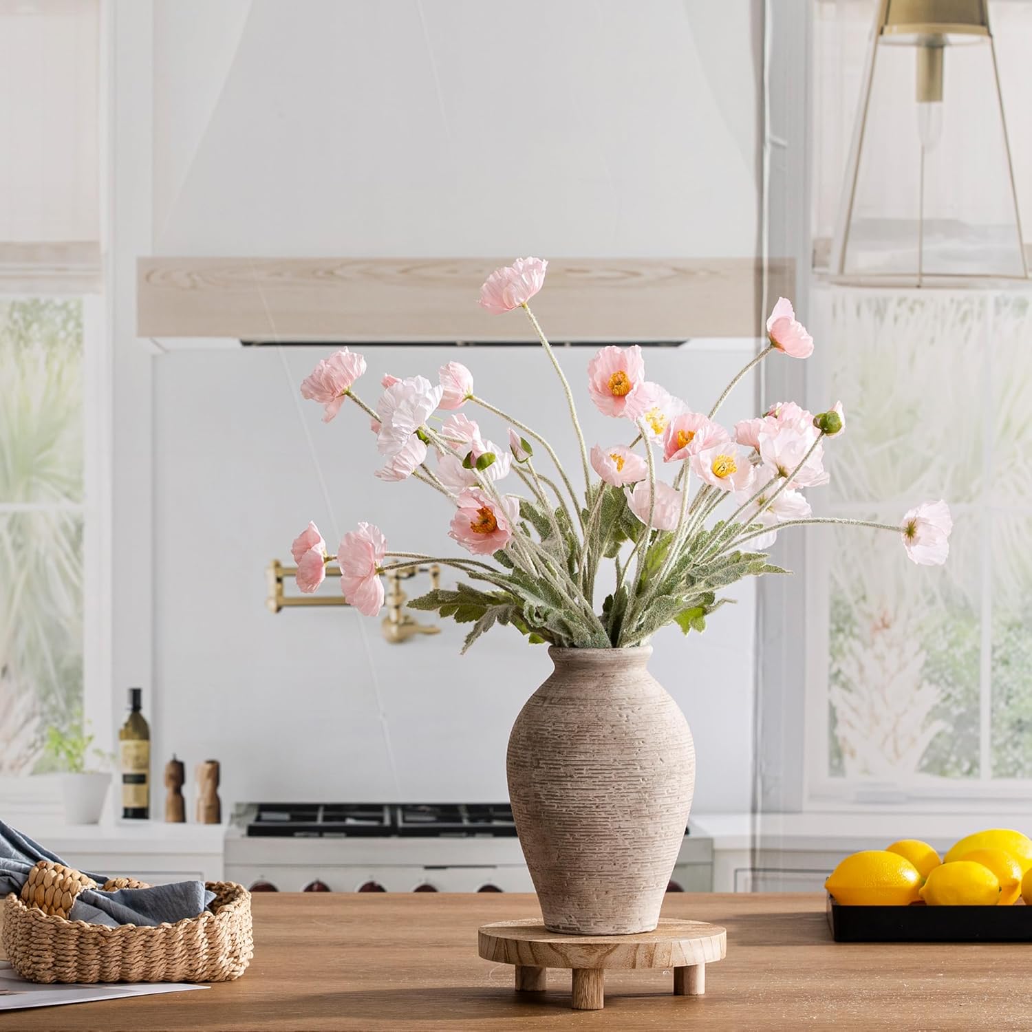 Ceramic Flower Vase Home Decor - Large Farmhouse Table Vases Rustic Vintage Living Room Kitchen Bedroom Decorations for House Book Shelf Office Coffee Desk Dining Fireplace (9" Retro) - Image 5