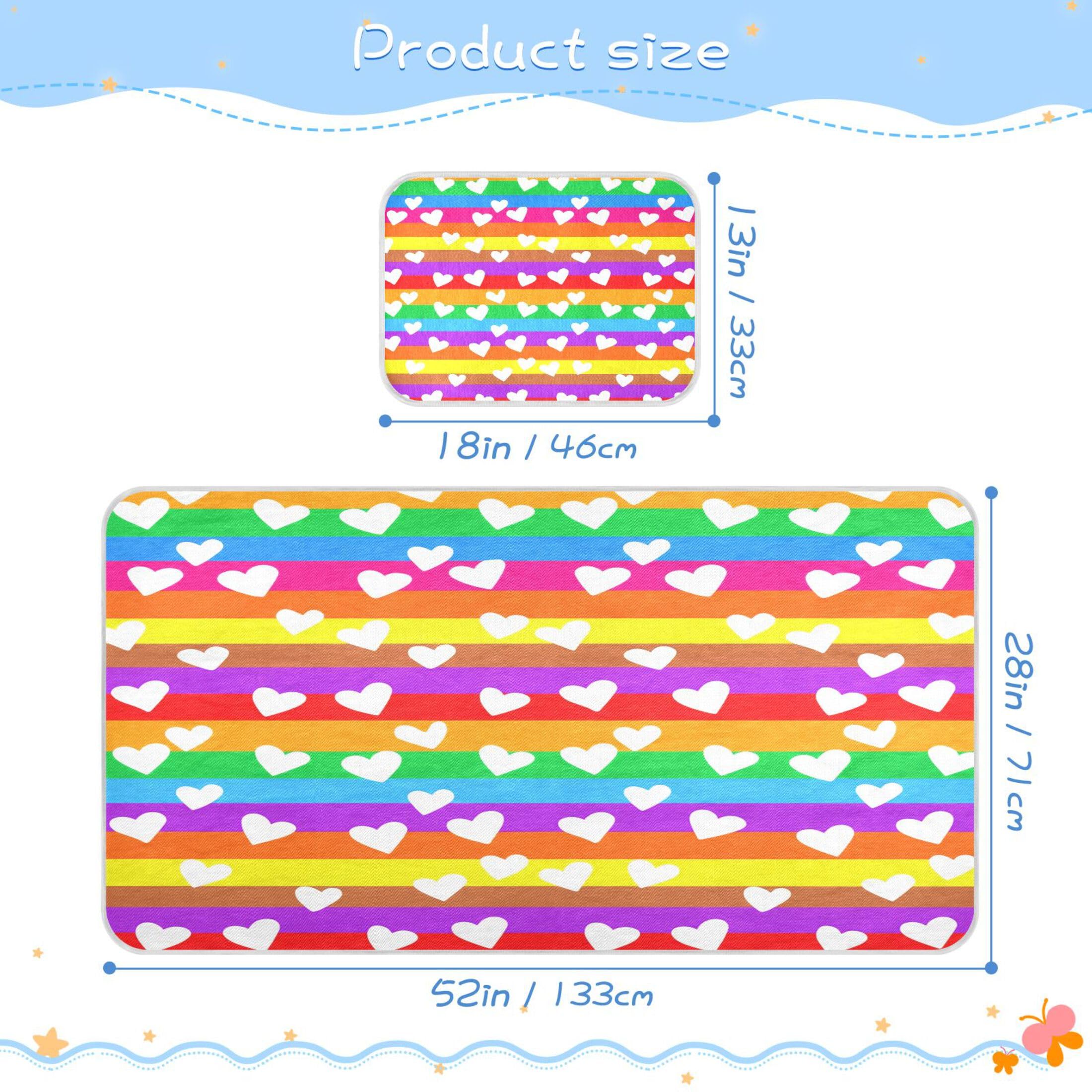 Takiito Rainbow Colored Stripes Baby Cooling Mattress Pad, Soft & Breathable Cooling Mat Keep Baby Cool in Summer 28x52 in, Nursery Essential