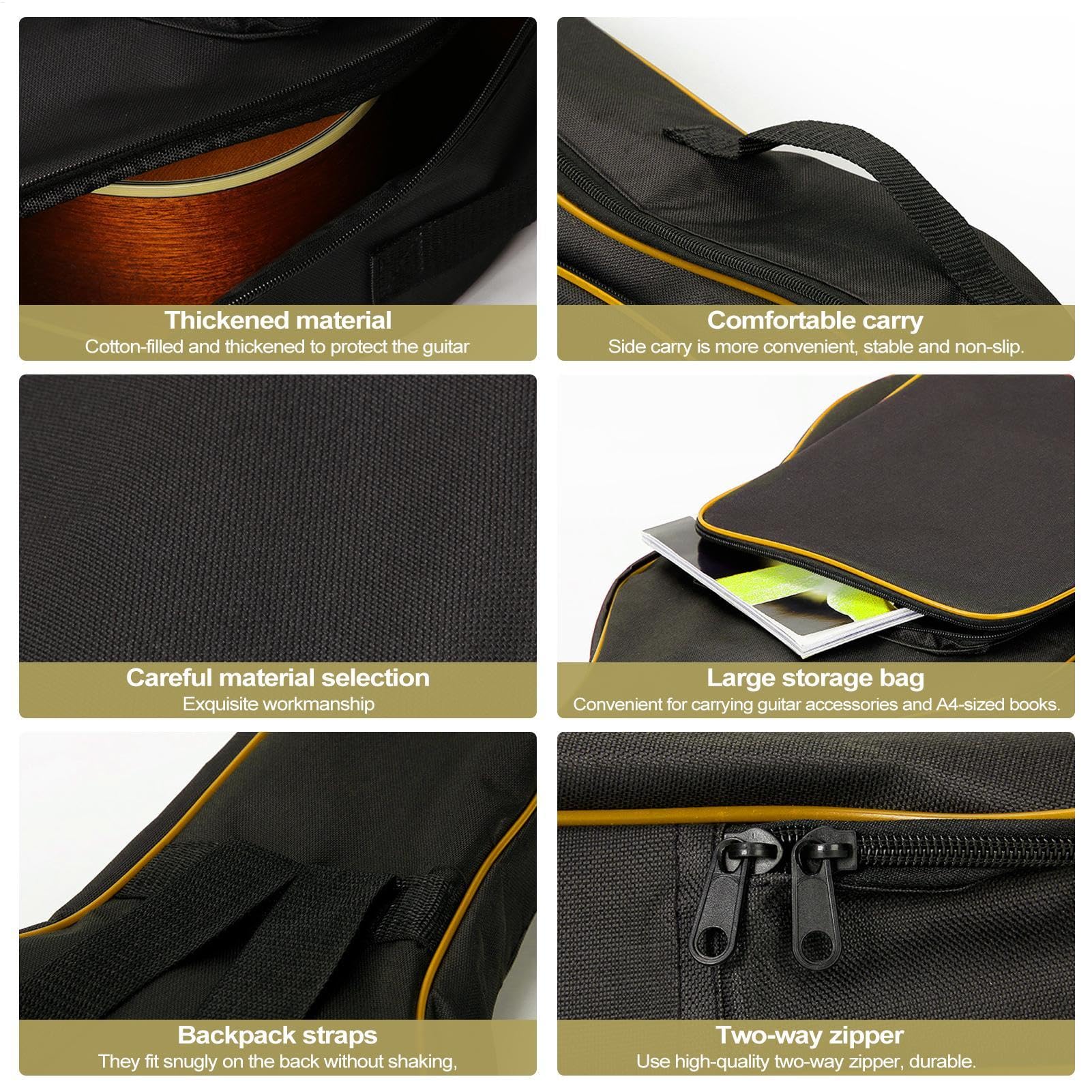 Maleta para guitarra clásica, bolsa para bajo, funda impermeable de tela Oxford gruesa para guitarra clásica - Oxford impermeable 0,19 pulgadas acolchado grueso, Atributo único, ver