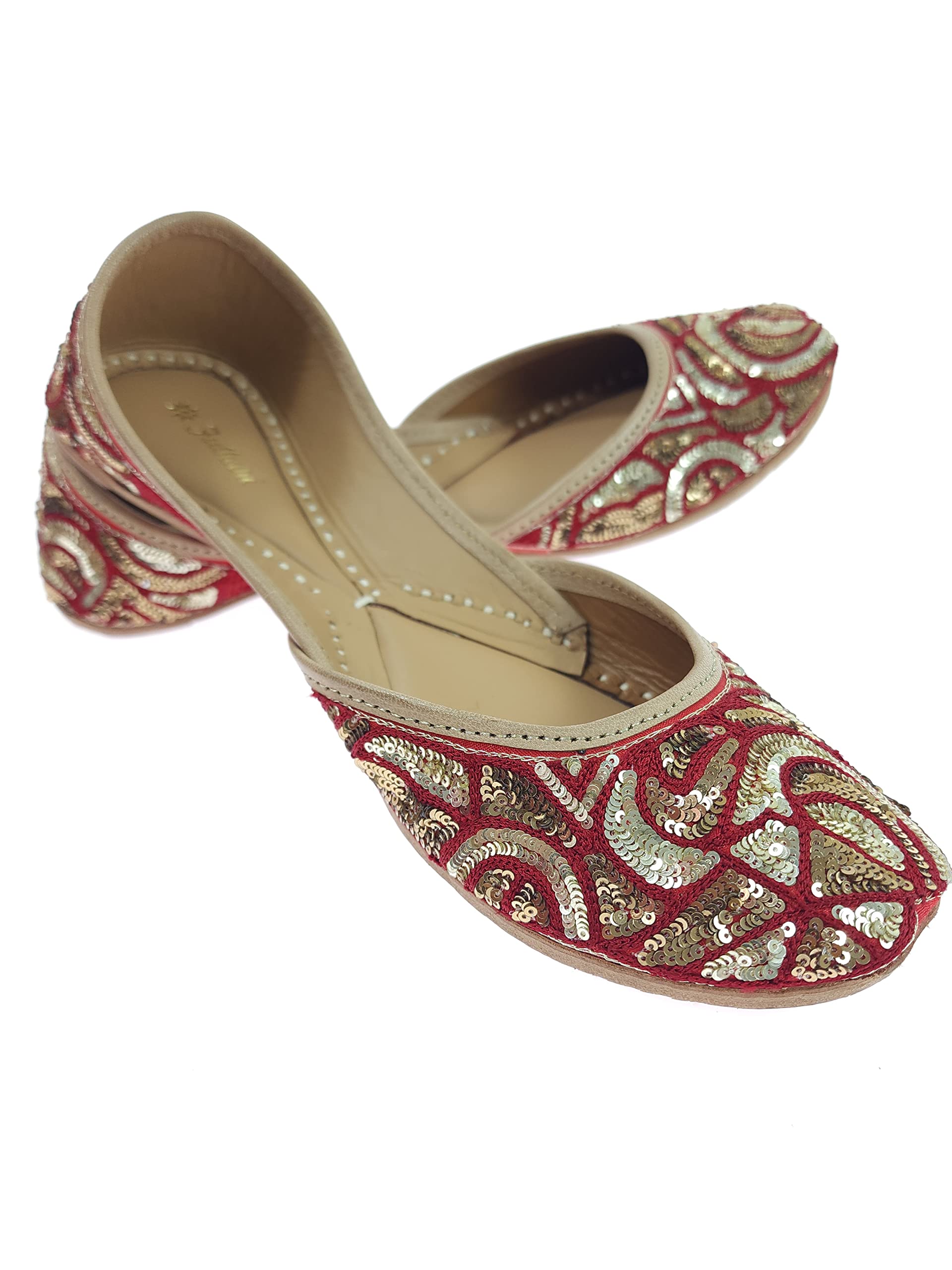 Women's Tithonia Genuine Soft Leather Embroidered Jutis | Bite and Pinch Free Jutti | Punjabi Formal Juttis | Girl's Wedding Flat Ladies Mojari | Formal Ethnic Juti |-image-42