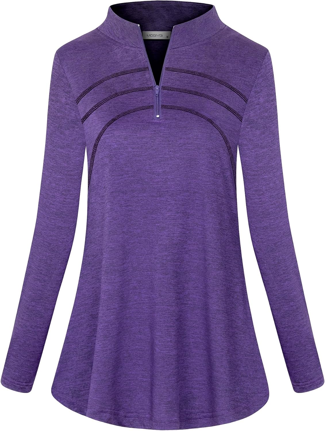 MOQIVGI Womens Long Sleeve Workout Tops Casual Sports Gym Yoga Running Half Zip Pullover