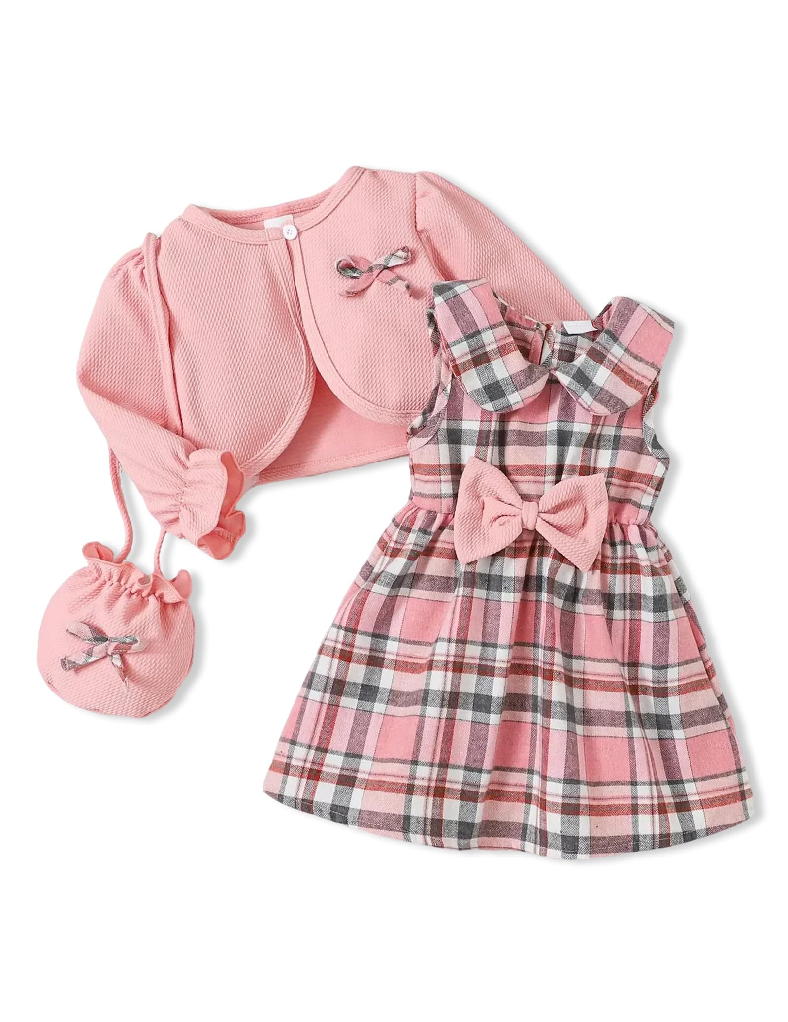 Doresbebe Baby Girl Clothes Toddler Dresses Infant Fall Winter Outfits Little Coat Princess Cardigan Dress Set +Cute Bag