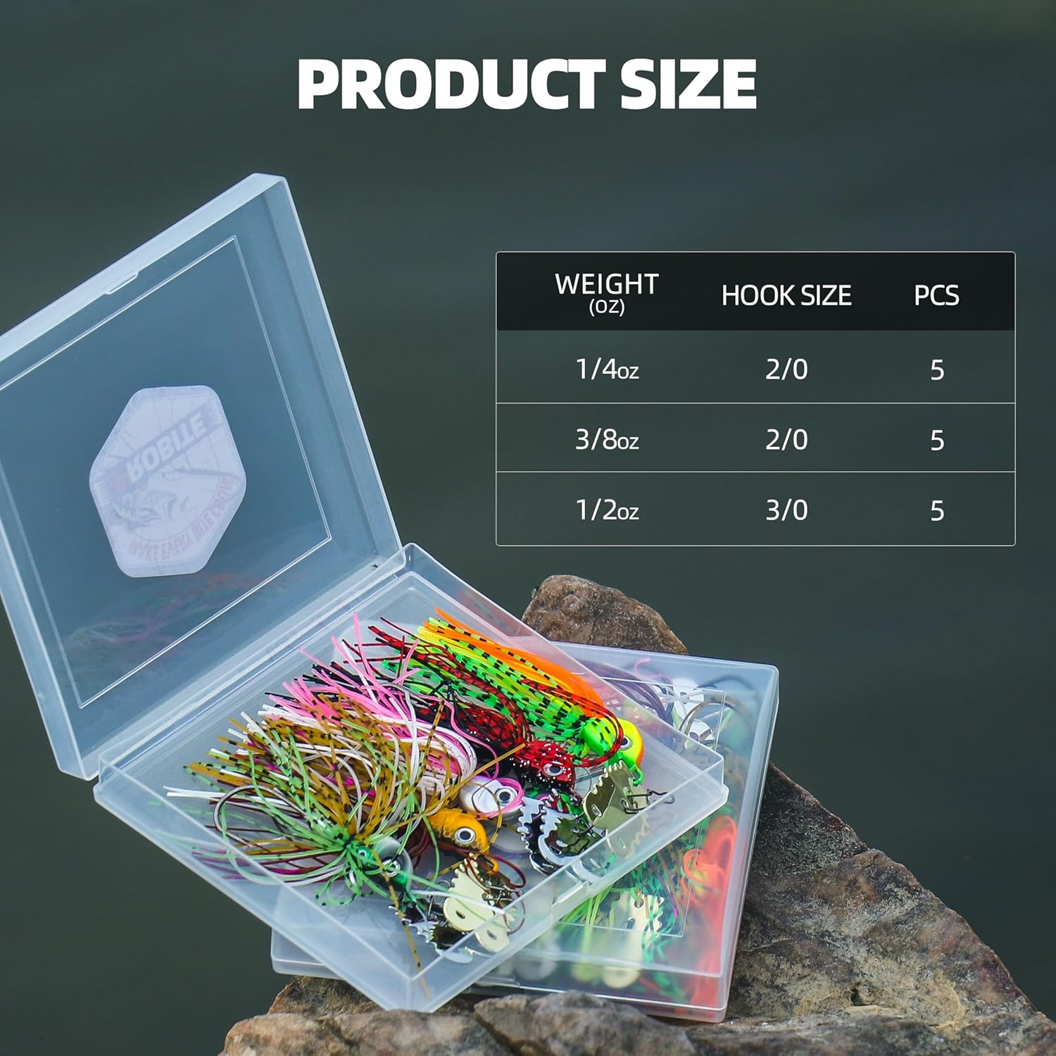 Bladed Jig Fishing Lures, Vibrating Swim Jigs with Silicone Skirts, Ultra-Sharp Needle Point Hooks, Multi-Color Kits, 5pcs Popular 1/4 oz 3/8 oz 1/2 oz Sizes for Bass Pike Walleye Muskie