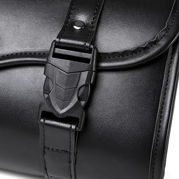 Motorcycle Handlebar Bag PU Leather, Moto Fork Bag with Waterproof, Motorcycle Tool Bags, Universal Fit, with Quick Release Buckles, 30 X 11.5 X 16 cm 5L