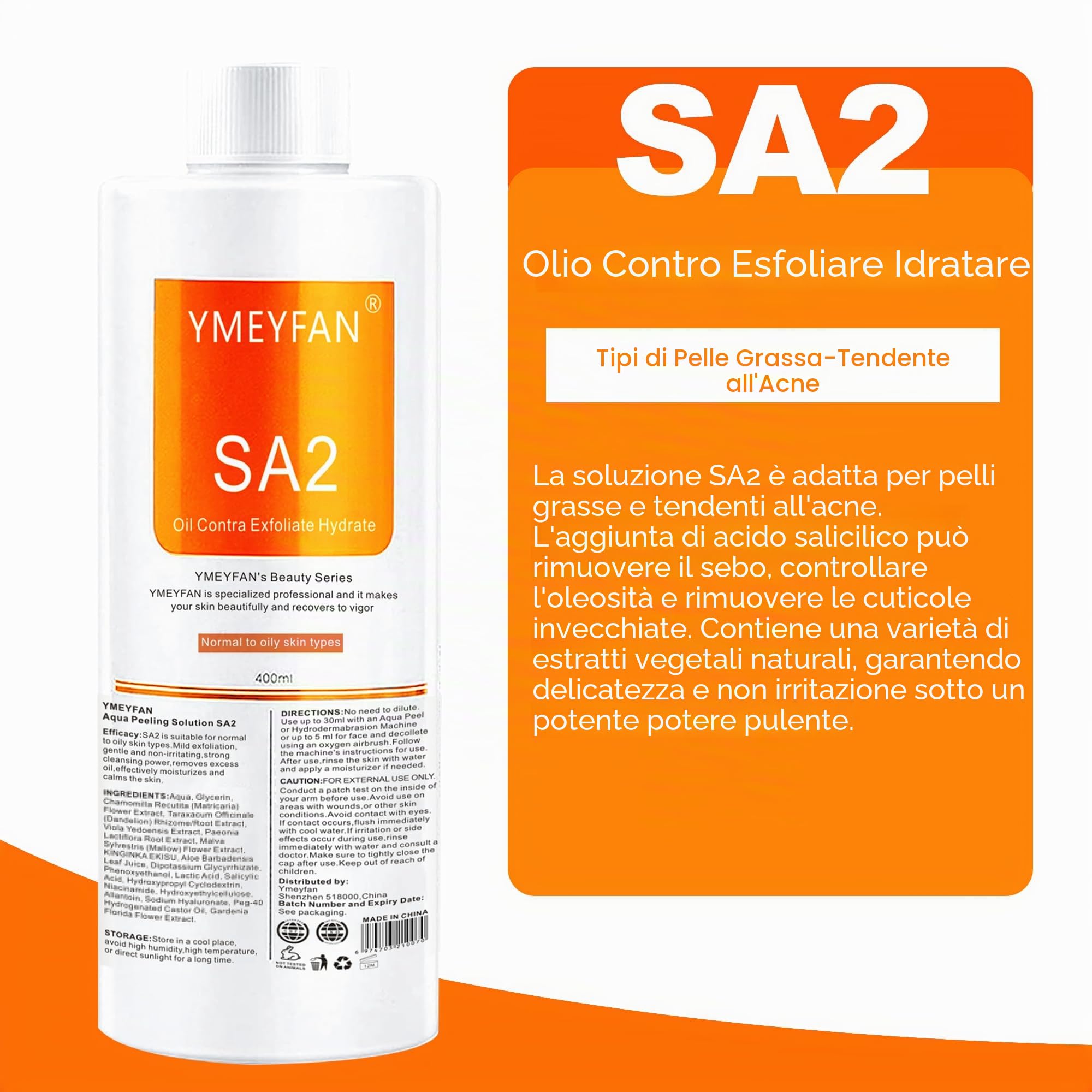 AS1 SA2 AO3 Aqua Peeling Solution per macchina per il viso, idrogeno e ossigeno professionali, sieri idratanti per la pulizia del viso (400 ml/flacone)