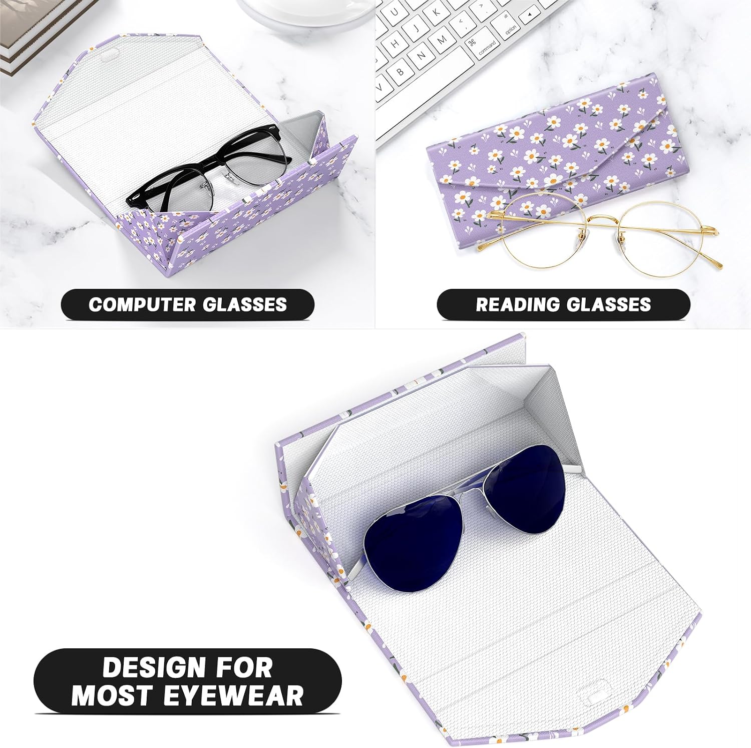 Sunglasses Case, Foldable Glasses Case, Magnetic Hard Shell Folding Holder image 5