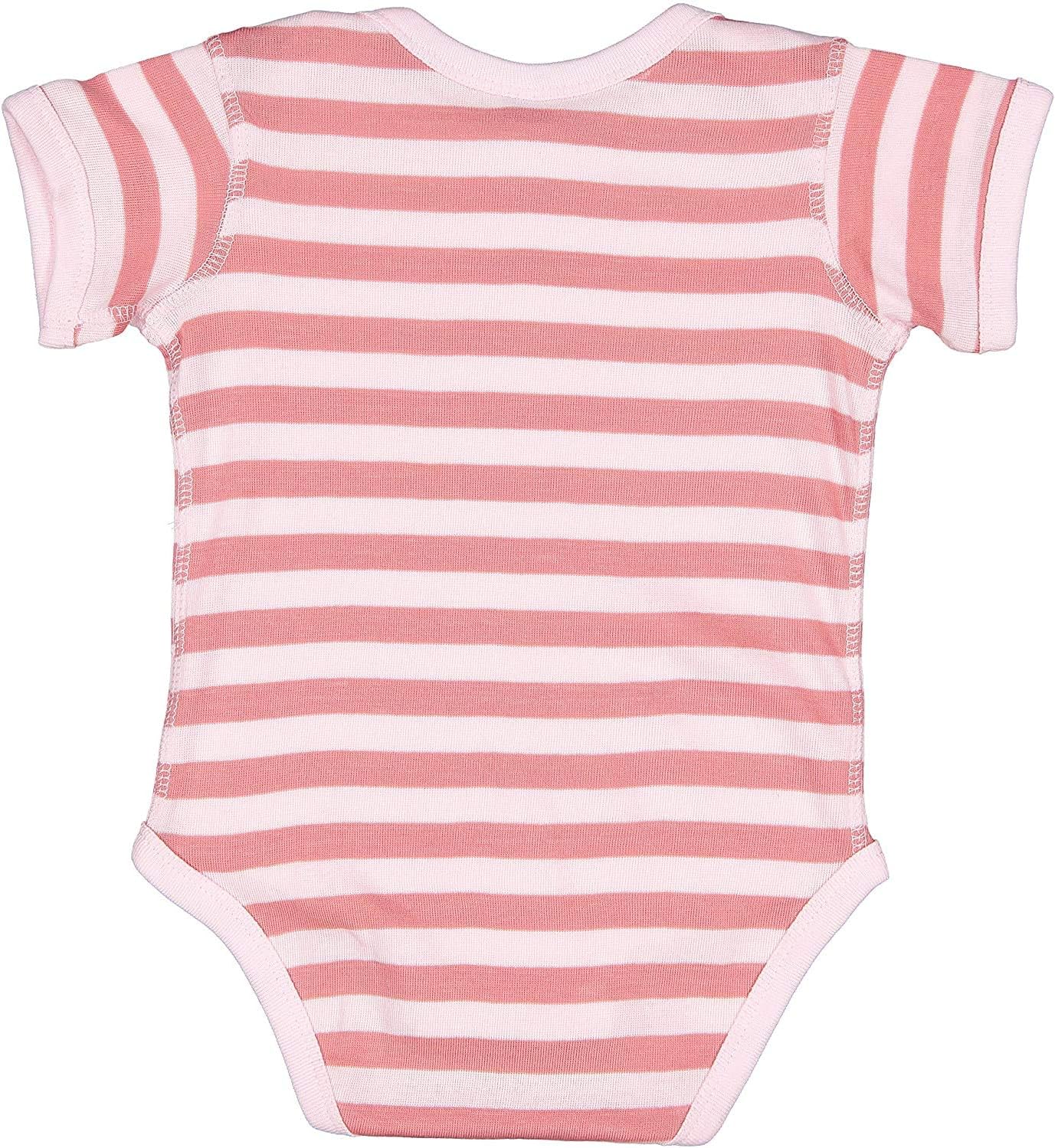 RABBIT SKINS Baby Bodysuit Girl & Boy | Newborn 0-3 Months to 24 Month Toddler, Snap Easy Closure (4400) Ballerina/Mauvelous Stripe, 12M