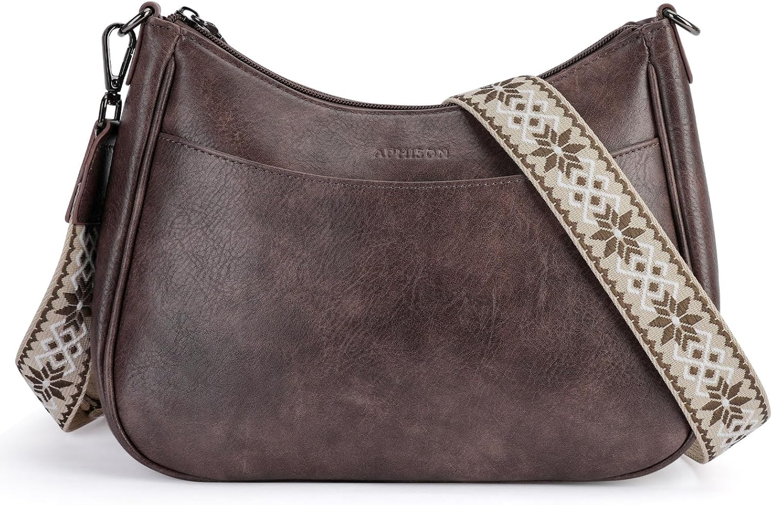 APHISON Small Shoulder Bag Women's Crossbody Bag with Wide Strap Shoulder Bag Vegan Leather Blue Handbag Bag with Removable Shoulder Strap Card Slot Travel Bag