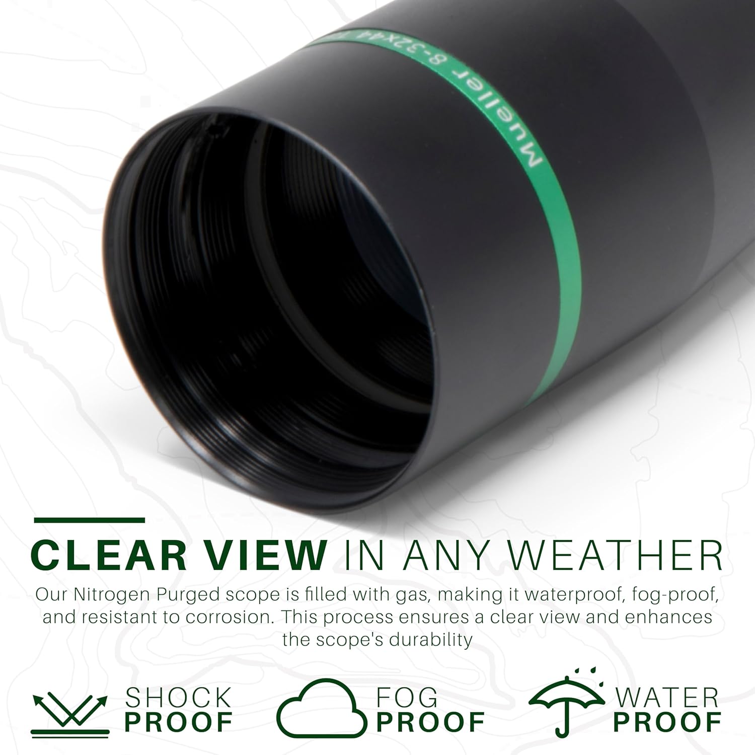 Mueller Optics, 8-32x44 Side Focus Rifle Scopes - Eye Relief 4" - Length 16.25" - Tube Size 30mm - Waterproof and Fog-Proof