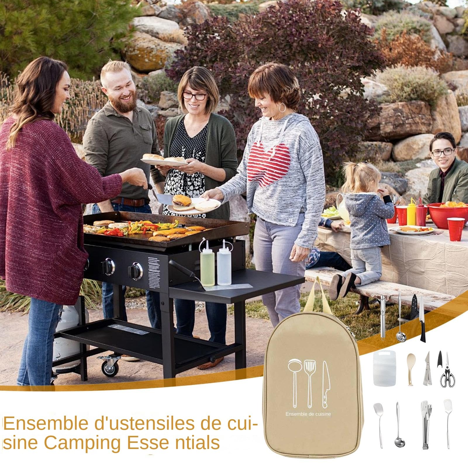 Ensemble D'ustensiles De Cuisine Pour Camping,Pinces De Cuisine Pour Camping - Outils Portables Pour Le Plein Air La Randonnée Le Pique Nique Le Trekking Pour Femmes Et Hommes