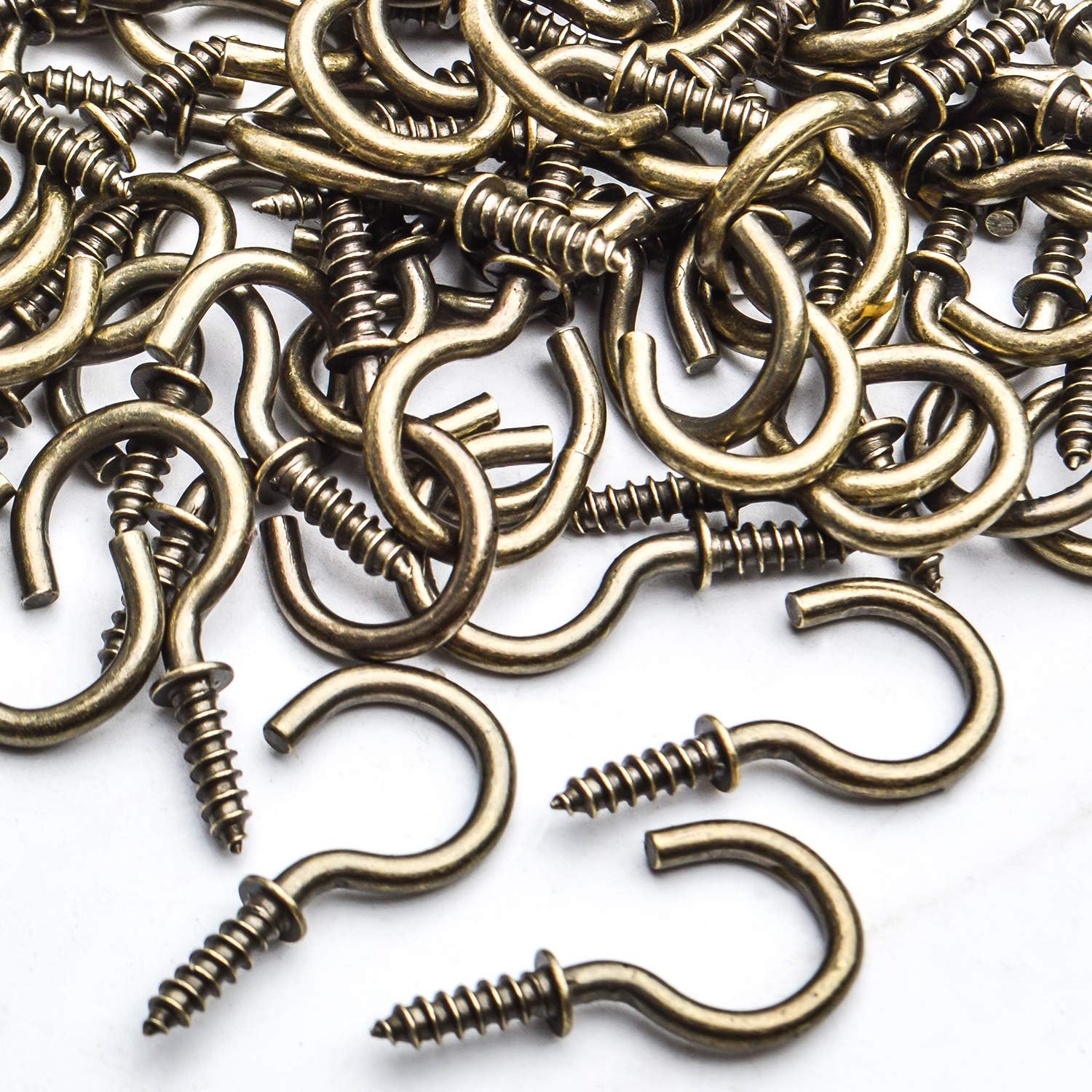 Aylifu 100pcs 3/4inch Screw Ceiling Hooks Cup Hooks Screw-in Wall Hooks Plant Hooks Light Hooks Screw-in Hangers for Indoor and Outdoor Use,Bronze image 4