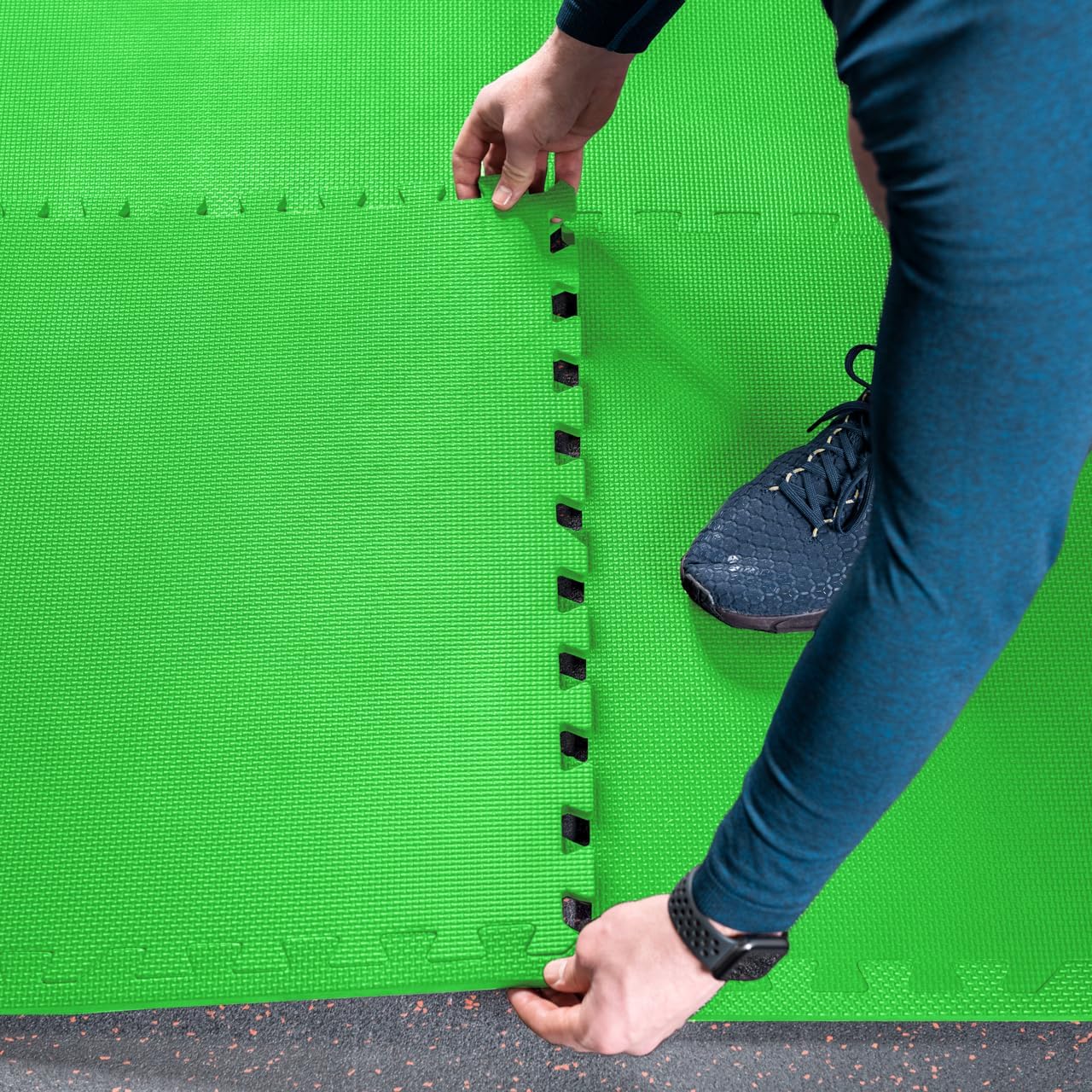 FORZA Interlocking Gym Flooring Tiles [24"x24"] - EVA Foam Mats with Non-Slip Surface – Protective Exercise Floor for Home & Commercial Gyms (Green, Pack of 16)