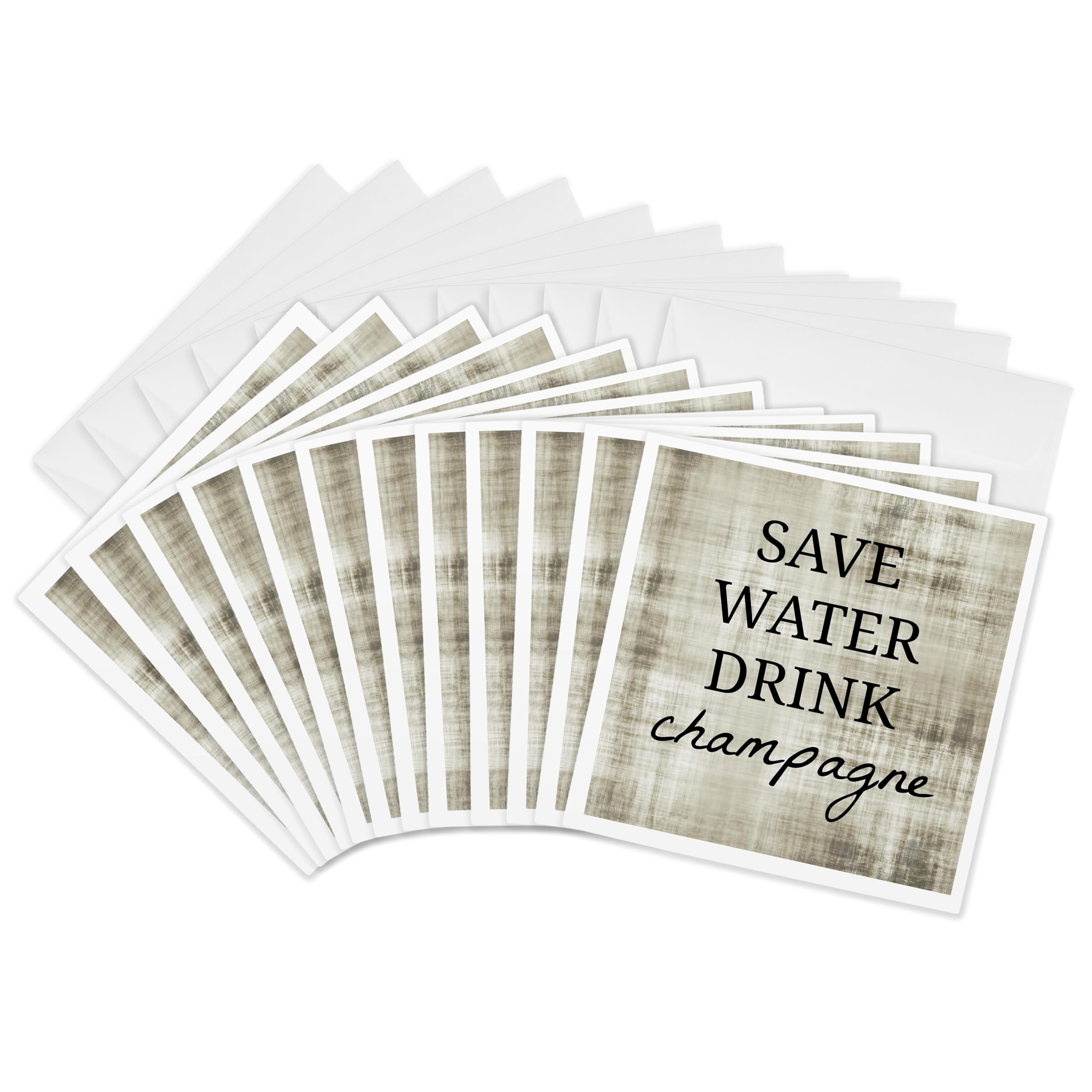 3dRose gc_224241_2 6 x 6-Inch"Save Water Drink Champagne" Greeting Card (Set of 12)