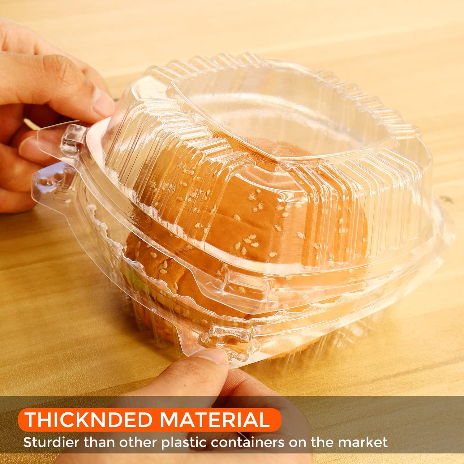 POPMISOLER Basic 250Pcs 5.75' Clear Hinged Plastic Containers, Square Clamshell Take Out Containers for Dessert