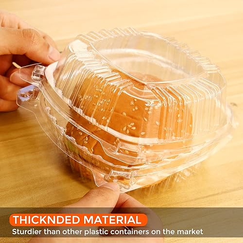Miniatura 4 de 500 recipientes de plástico transparente con bisagras de 5 pulgadas, recipientes de plástico transparente para llevar, recipiente cuadrado con