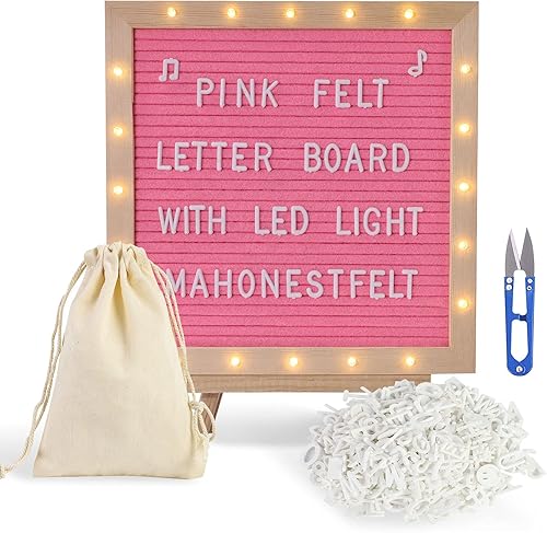 Tablero de letras de fieltro degradado con soporte, luces LED integradas con soporte de trípode y colgador de montaje en pared para decoración del