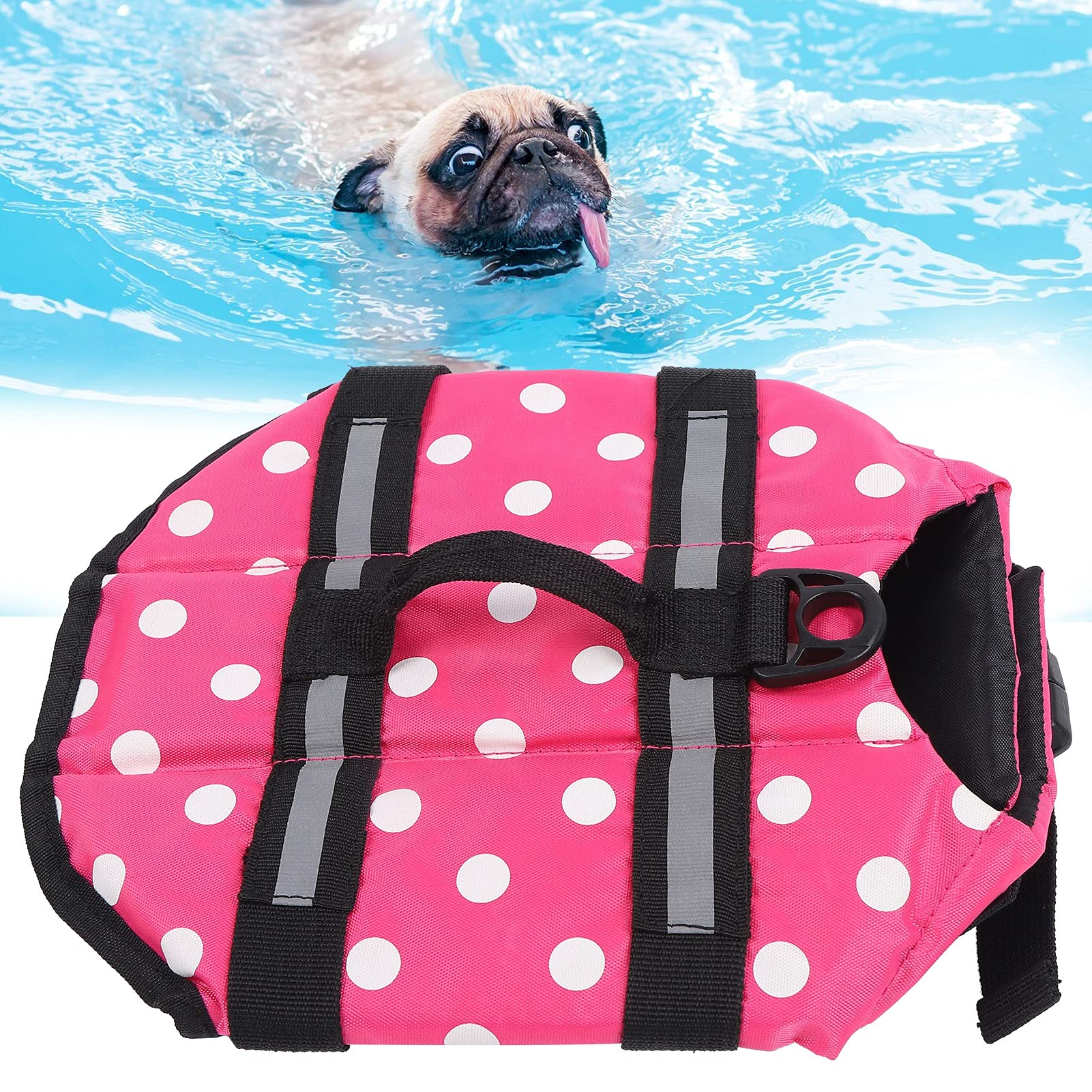 Gilets de Sauvetage pour Chiens pour la sécurité de la Natation | Gilet réglable pour Animaux de Compagnie à Haute flottabilité avec Bandes réfléchissantes et poignée à Prise (XXL)
