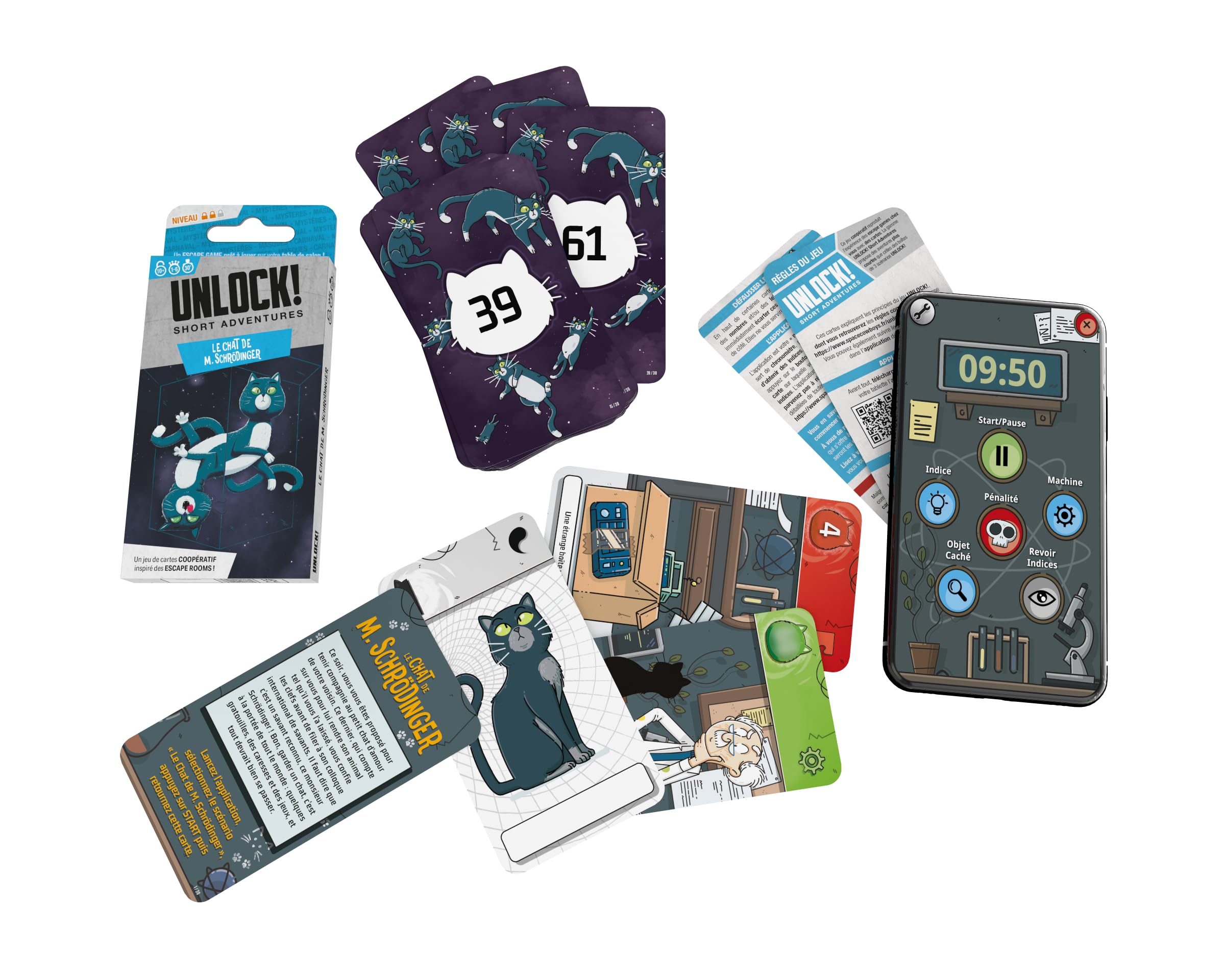 Space Cowboys Asmodee, Unlock! Short Adventures – Gatto Schrödinger, Gioco di Famiglia, Gioco Puzzle, 1-6 Giocatori, dai 10+ Anni, 30 Minuti, Tedesco : Demaegd, Cyril, Winzenschtark, Germain