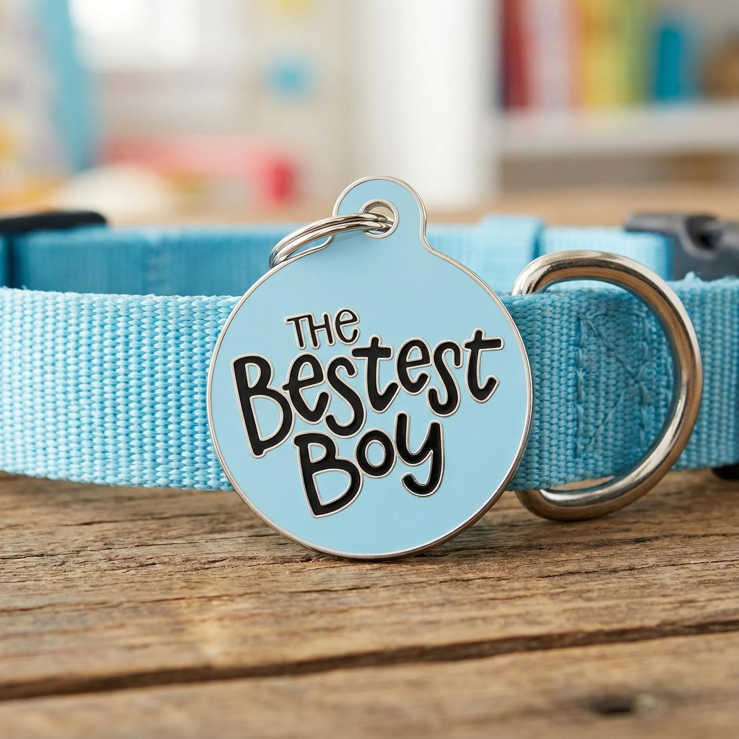 Bad Tags Personalized Dog and Cat ID Tags in 25+ Designs and 2 Sizes - 5 Lines of Custom Engraved Text - Funny Cute Personalized Pet Tags (The Bestest Boy, Small (1 inch))