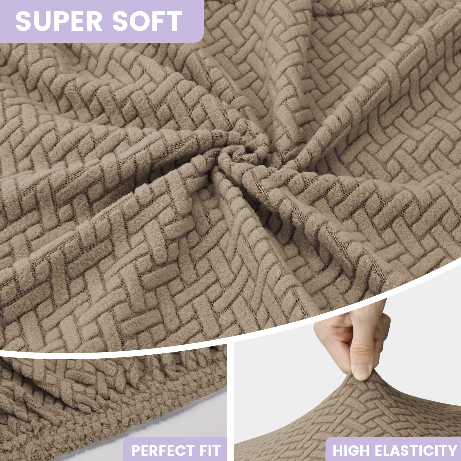 Coprisedie con Schienale 4 Pezzi, Jacquard Copertura delle Sedia Lavabile Estraibile Coprisedia Moderna Coprisedia per Sala da Pranzo Elastica Fodere per Sedia Adatta per Casa,Hotel,Festa(T-Kaki,4PCS)