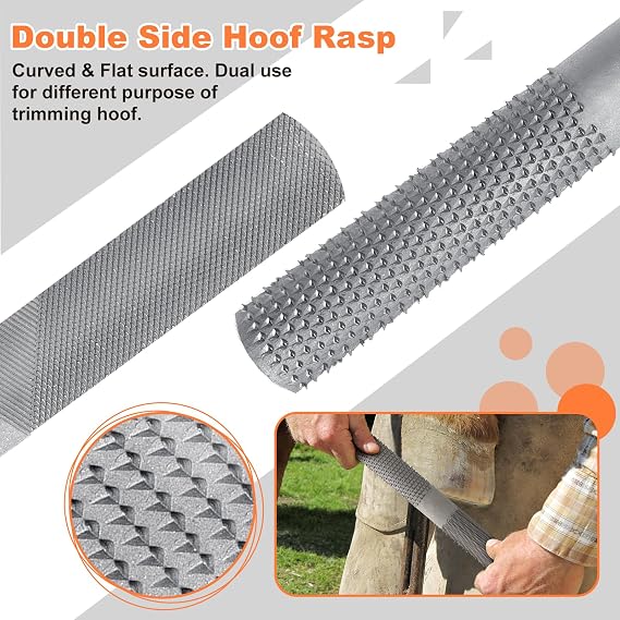 8 inch Farrier Tools Kit (8 Piece) Horse Goat Hoof Trimmers Carbon Steel Nippers Shears Nail Clipper, Mini Rasp, Hoof Trimming Cutter Knife, File for Pig Sheep Donkey Equine Supplies With Storage Bag