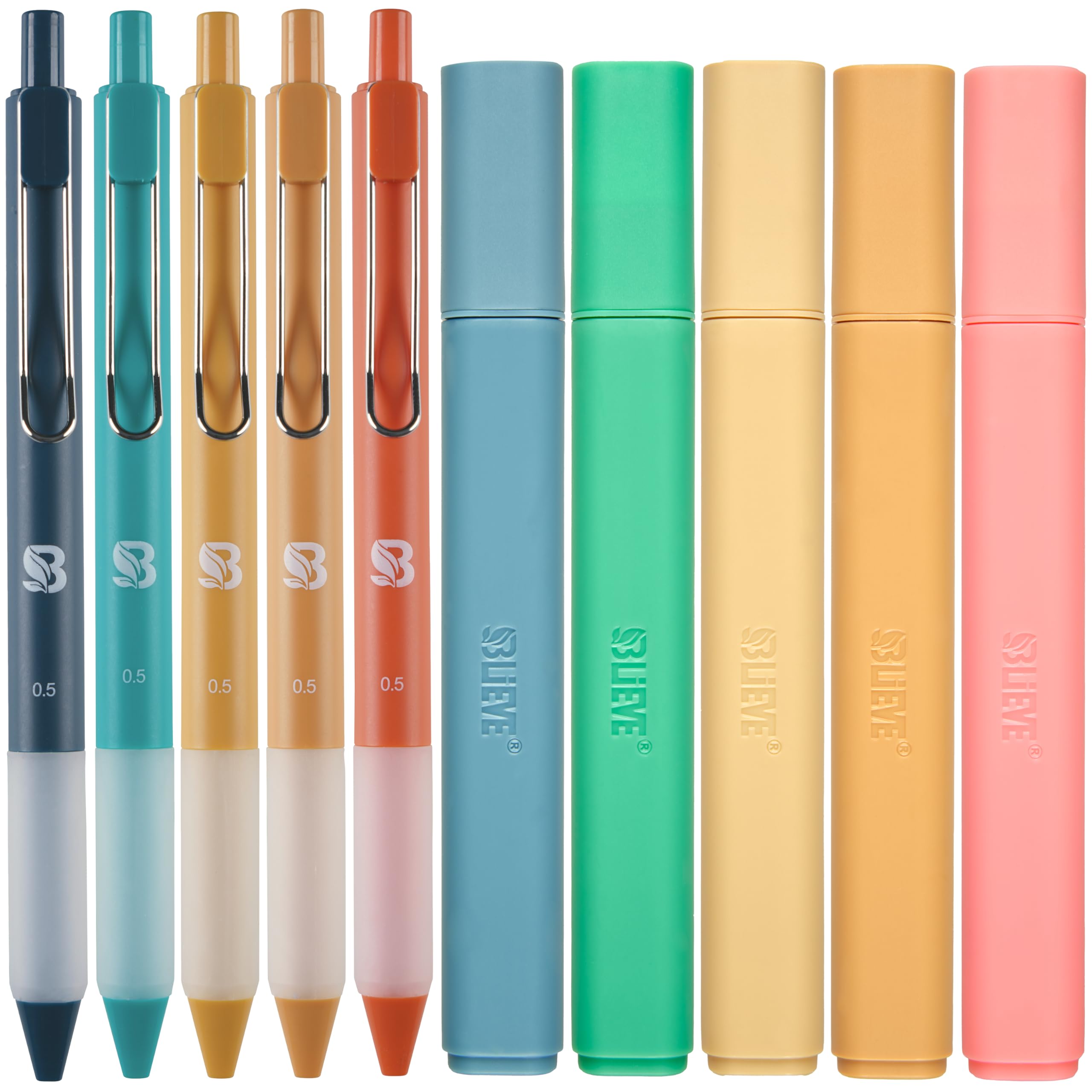 BLIEVE - Aesthetic Highlighters and Gel Pens With Soft Ink and Chisel Tip, Bible Highlighters and Pens No Bleed, Dry Fast Easy to Hold, for Bible Journaling Planner School Supplies (VINTAGE)