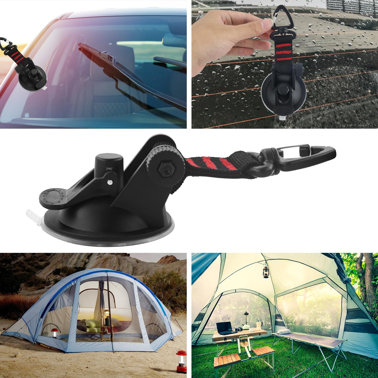Ventose con gancio a D girevole 360° sottovuoto per finestre tergicristallo gancio S campeggio auto