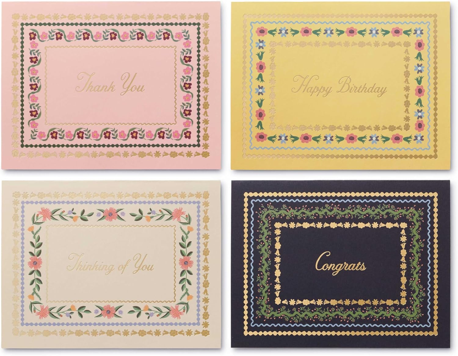 RIFLE PAPER CO. Wildwood Thank You Keepsake Card Boxed Set of 8, 4.25" L x 5.5" W Blank Interior Lets Your Thoughtful Handwritten Note Take Center Stage, Crafted in the USA