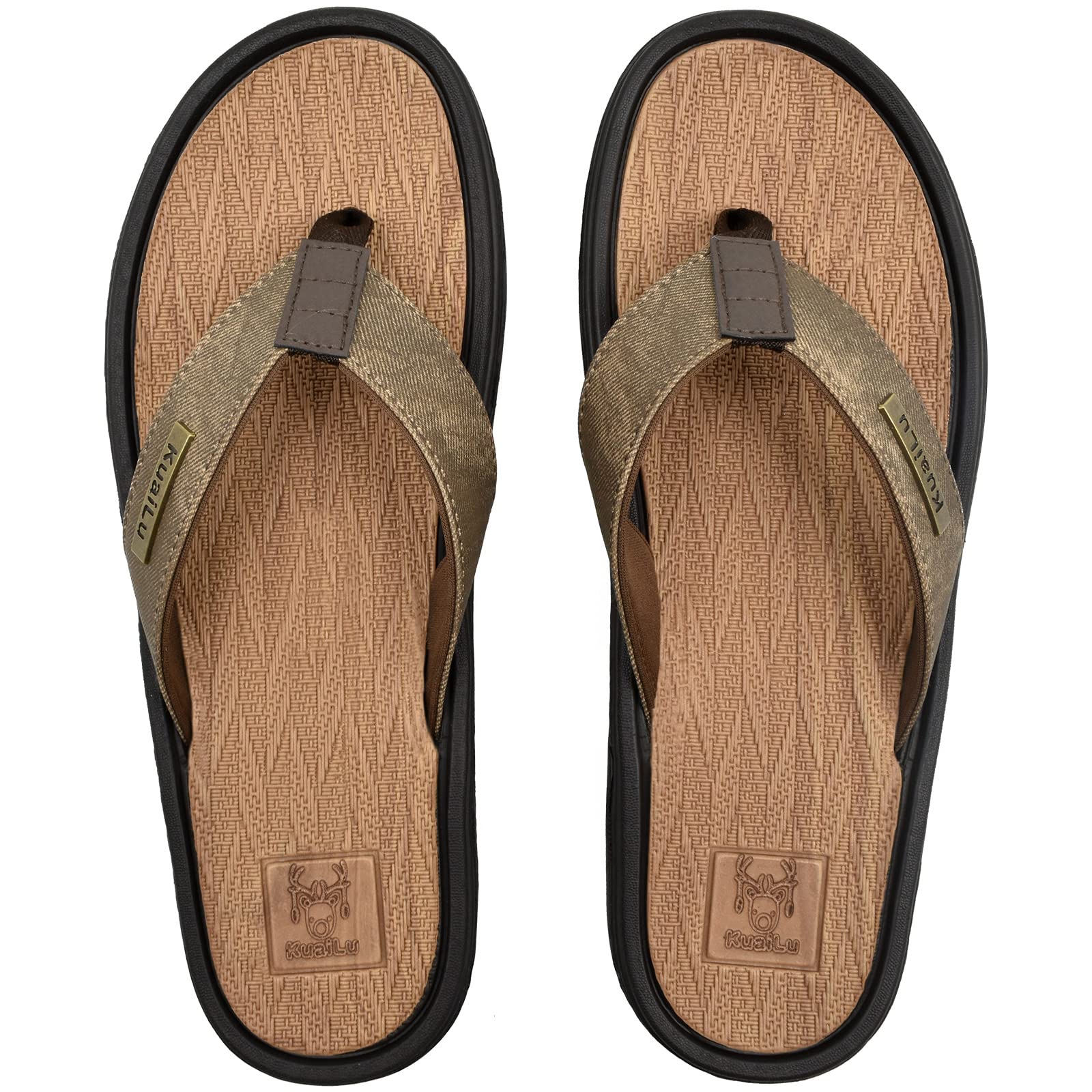 Men\'s Khaki Flip Flops With Arch Support Summer Outdoor Beach Sandals Men main image 2