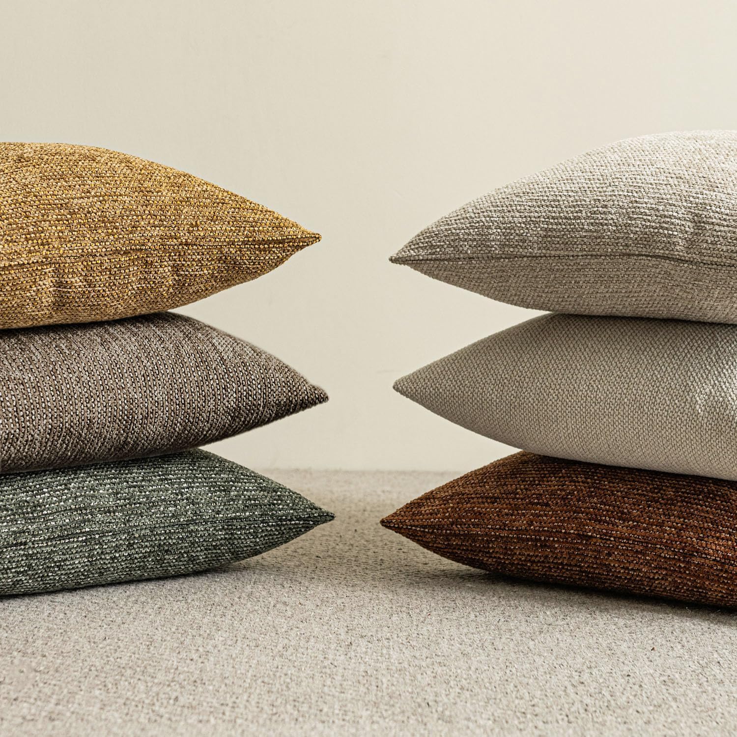 Chenille Fabric Textured Couch Decorative Throw Pillow Covers - Mid Century Retro Farmhouse Style 18 x 18 Inch Set of 2, Cushion Case Pillowcase for Sofa, Bedroom Living Room, Brown Stone - Image 7