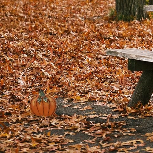 Miniatura 7 de Estacas de metal rústico para patio, decoraciones al aire libre para el hogar, calabazas de metal de pie, estacas de jardín para decoración de