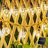 Brightown Solar String Lights Outdoor, 30Ft Vintage Hemp Rope Solar Patio Lights with 15 Shatterproof Bulbs, 8 Light Modes Waterproof Hanging Lights for Backyard Fence Café Bistro Decor, Warm White
