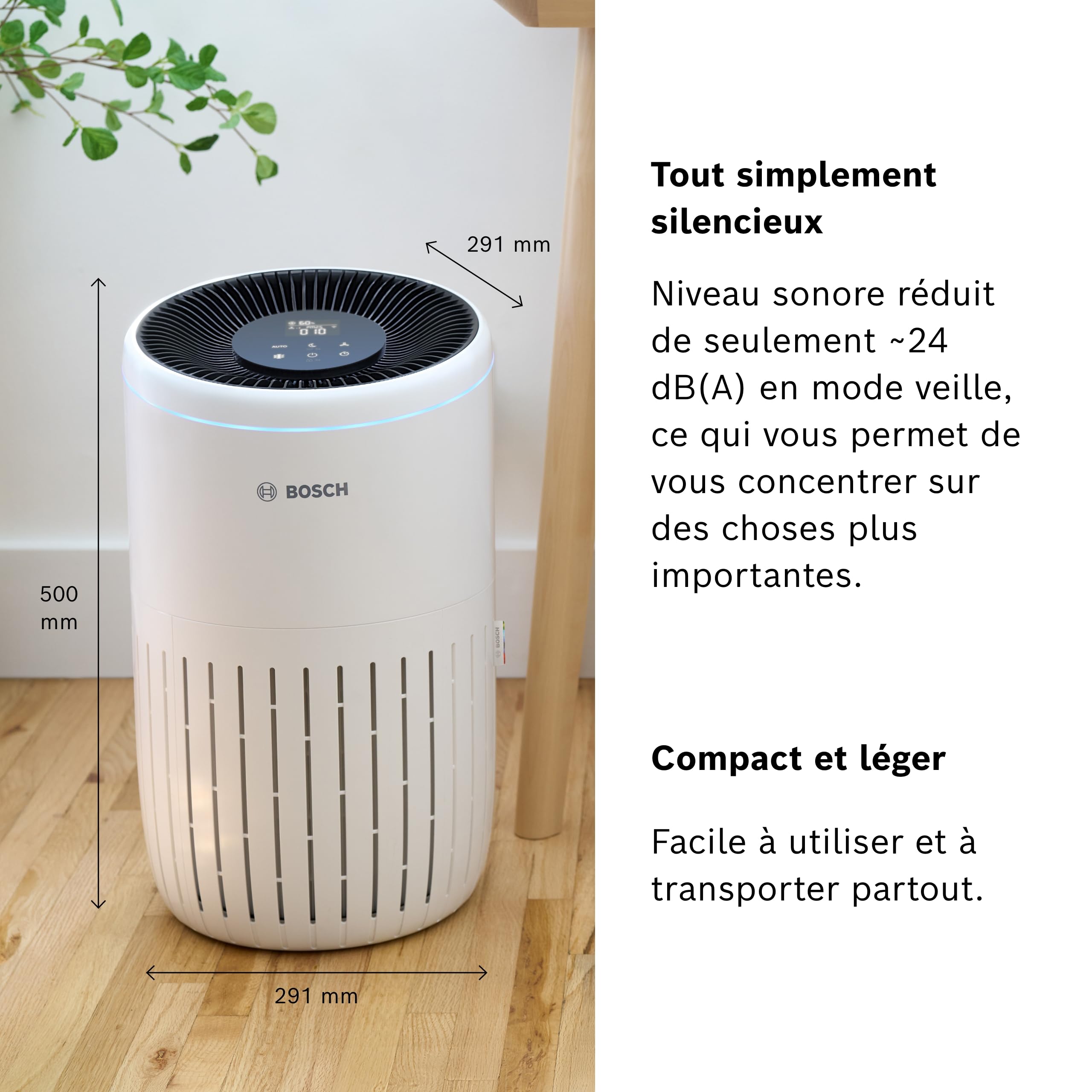 Bosch Air 4000i, Purificateur d'air piloté par app, Pièces jusqu'à 62,5 m²