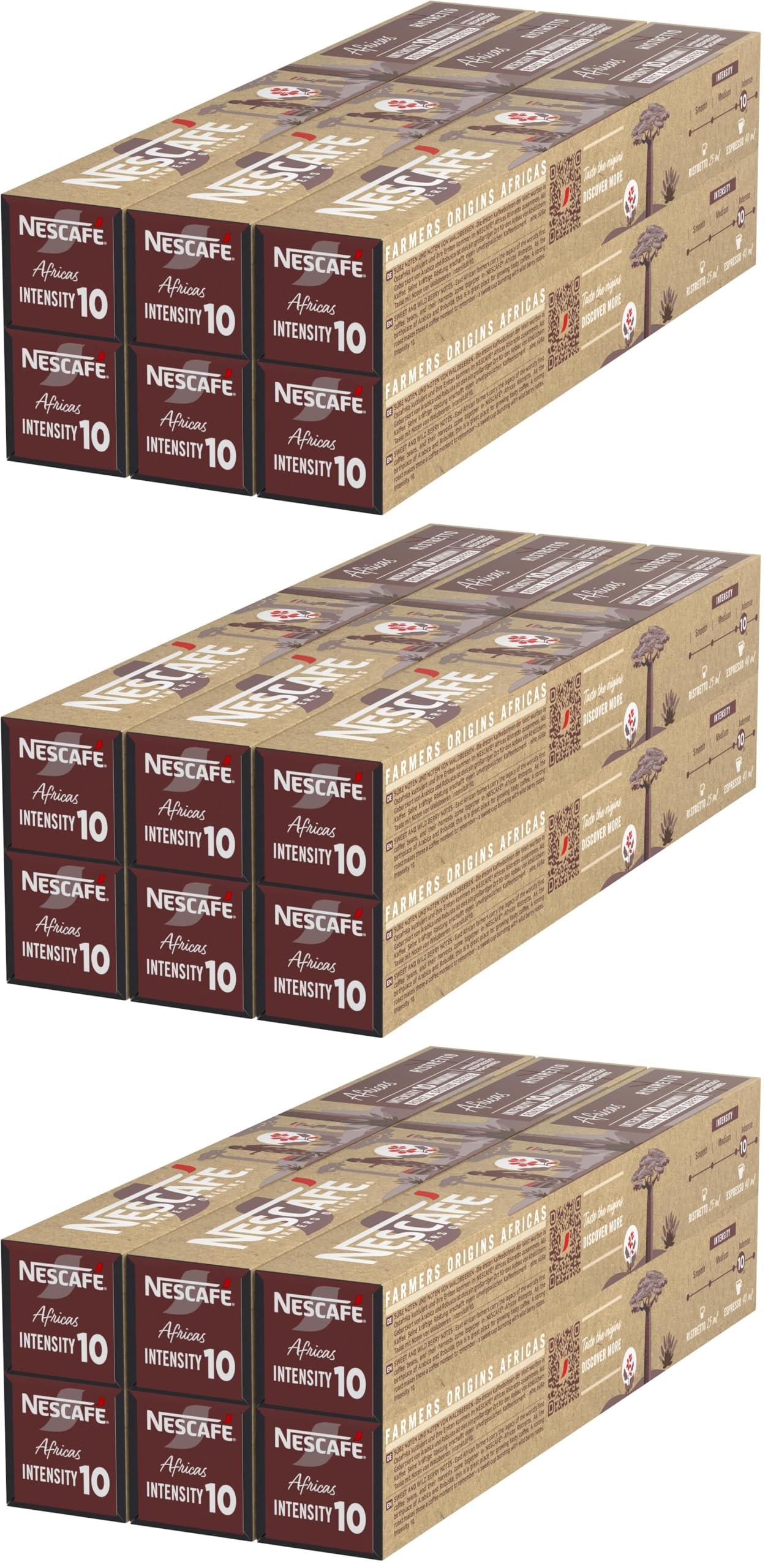 NESCAFÉ Farmers Origins Africas Ristretto Cápsulas de Café 6 x 10 Unidades - Aprobado para Máquinas Nespresso (Paquete de 3)