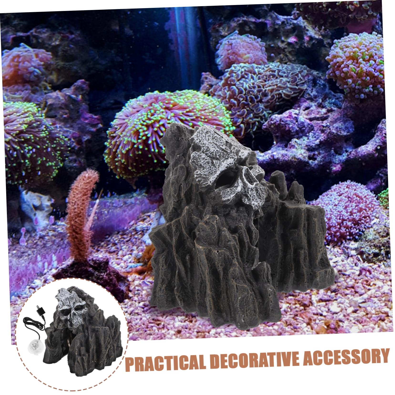 BESPORTBLE 3 Piezas Decoraciones De Paisaje Acuático Adorno De Acuario Esqueleto Decoración del Acuario del Cráneo Ornamento del Paisaje del Acuario Cueva del Escondite del Acuario Resina
