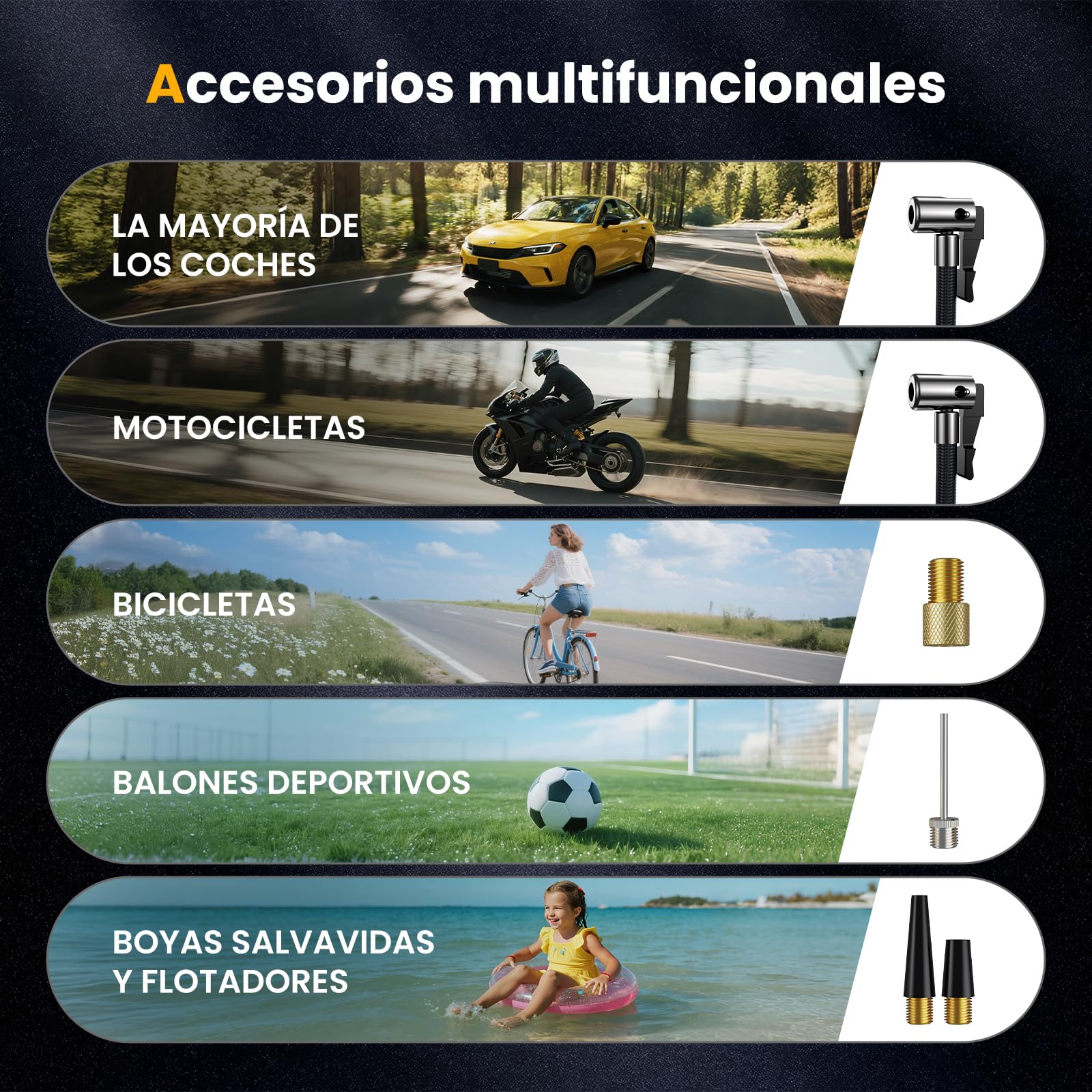 Ipflin Inflador Ruedas Coche 150PSI - 22L/min Compresor Aire Portátil Recargable, Inflador Eléctrico Inalámbrico con Pantalla Digital y Luz LED, 4 Modos Preestablecidos para Coche/Bicicleta/Moto/Balón — view 10