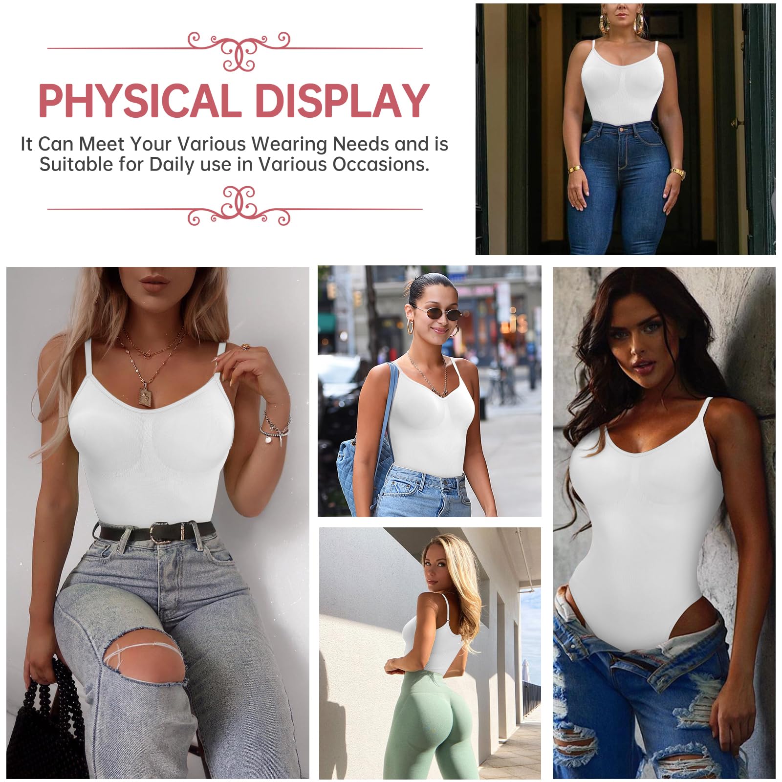 Xnova Damen Shapewear Stringbody Bodysuit, Shaping Body Thong Sculpting Korsett Bauchweg, Tank Top Jumpsuit Figurformender Body Shaper mit Verstellbare Träger