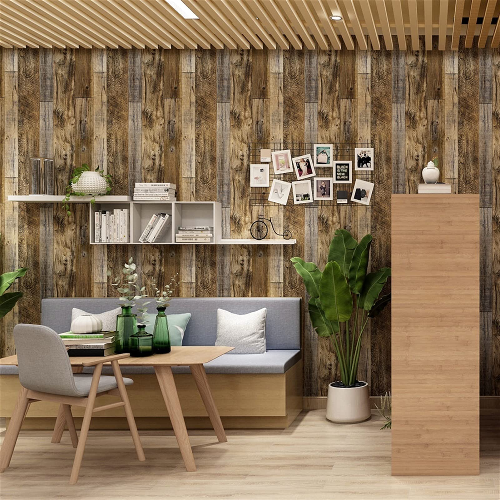 Stickers muraux Stickers muraux 3D auto-adhésifs Stickers en bois de grain de bois Meubles Meubles muraux salon Chambre à coucher Murs Décoration Fonds d'écran ​Autocollant Papier Peint