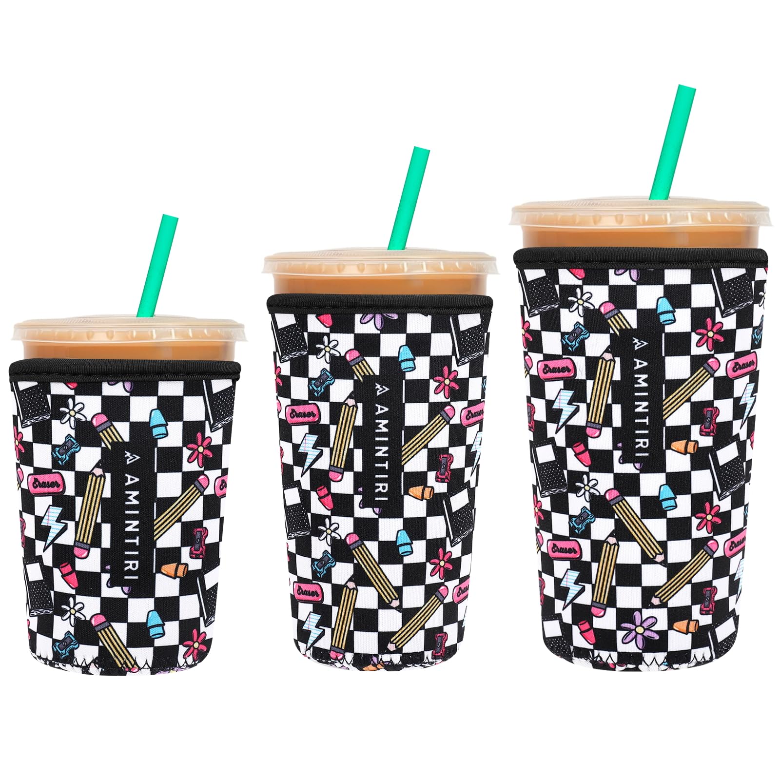 3 Pack Reusable Insulator Neoprene Sleeve for Iced Coffee &amp; Cold Soda
