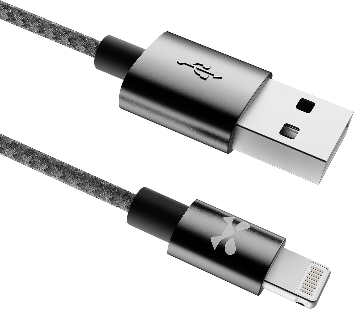 Ghostek NRGline 6FT Lightning Cable MFI Certified Charger Durable Nylon Braided – Black