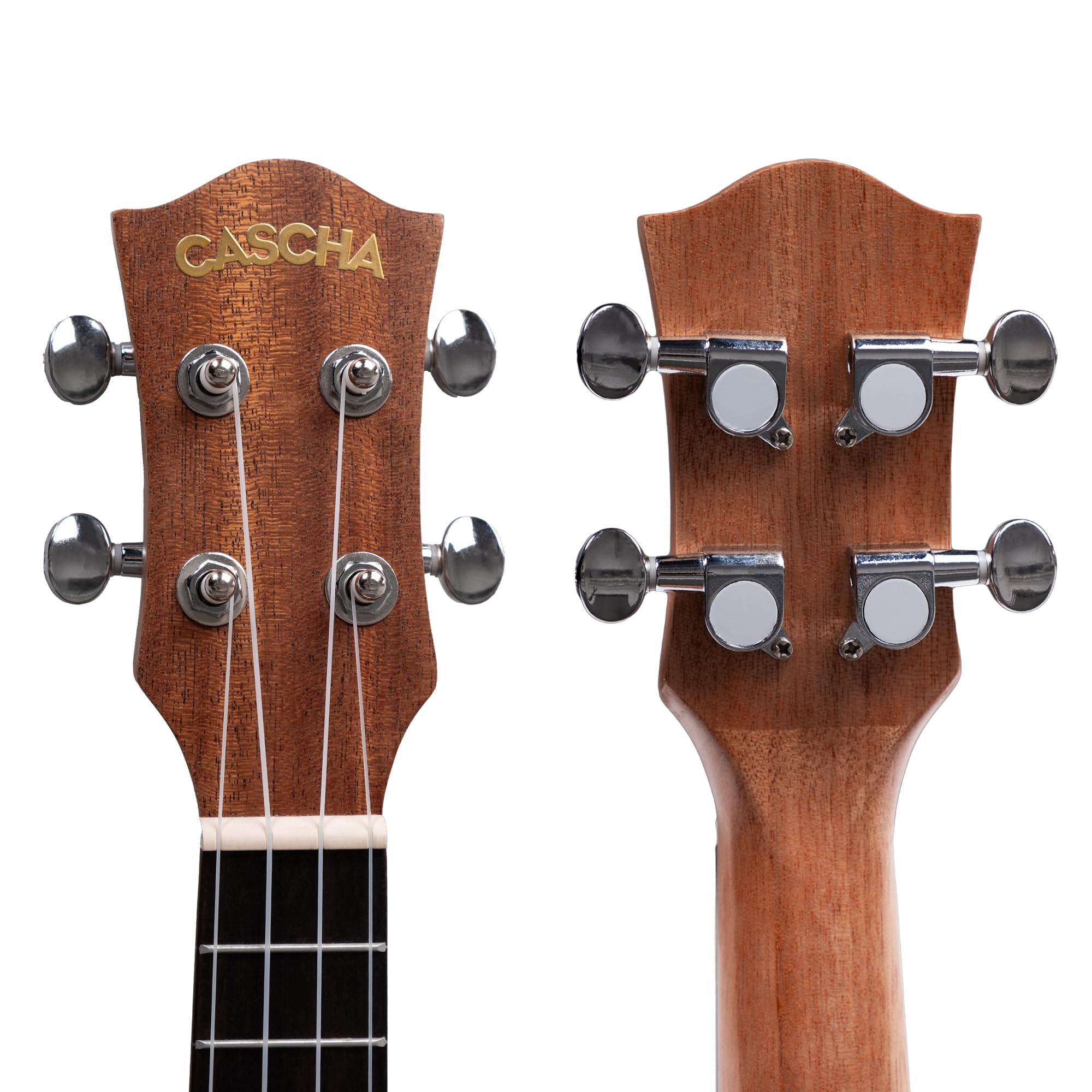 Cascha HH 2049 DE Ukelele Tenor, Caoba, Bundle con Curso de Ukelele en alemán, Afinador, Bolsa Acolchada, 3 Púas y Cuerdas de Aquila
