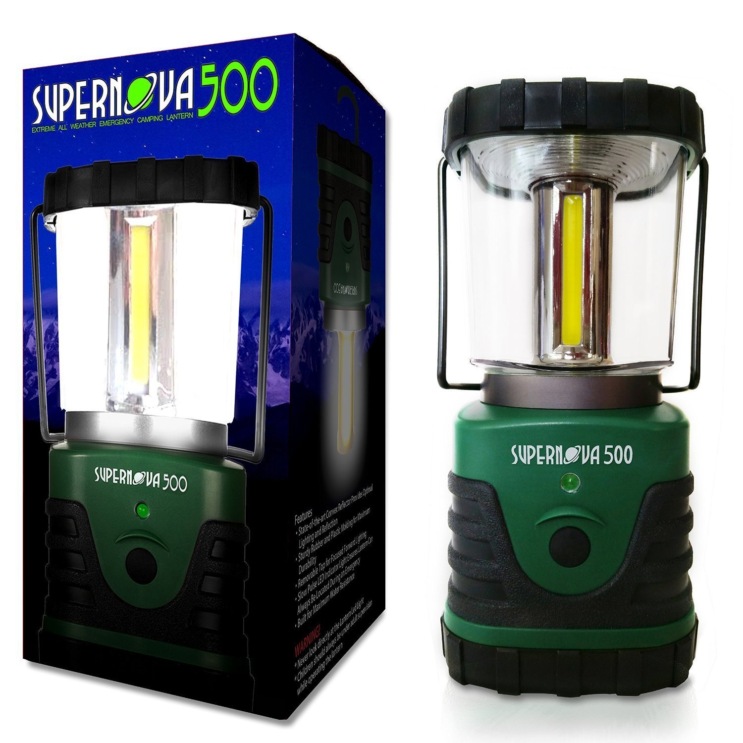 Supernova Battery Powered Lantern, Bright, Long Lasting, Weather-Resistant LED Camping Lantern, Great for Storms, Hurricane Supplies, Survival Kit, Power Outages, Outdoors, & Camping Essentials (500)