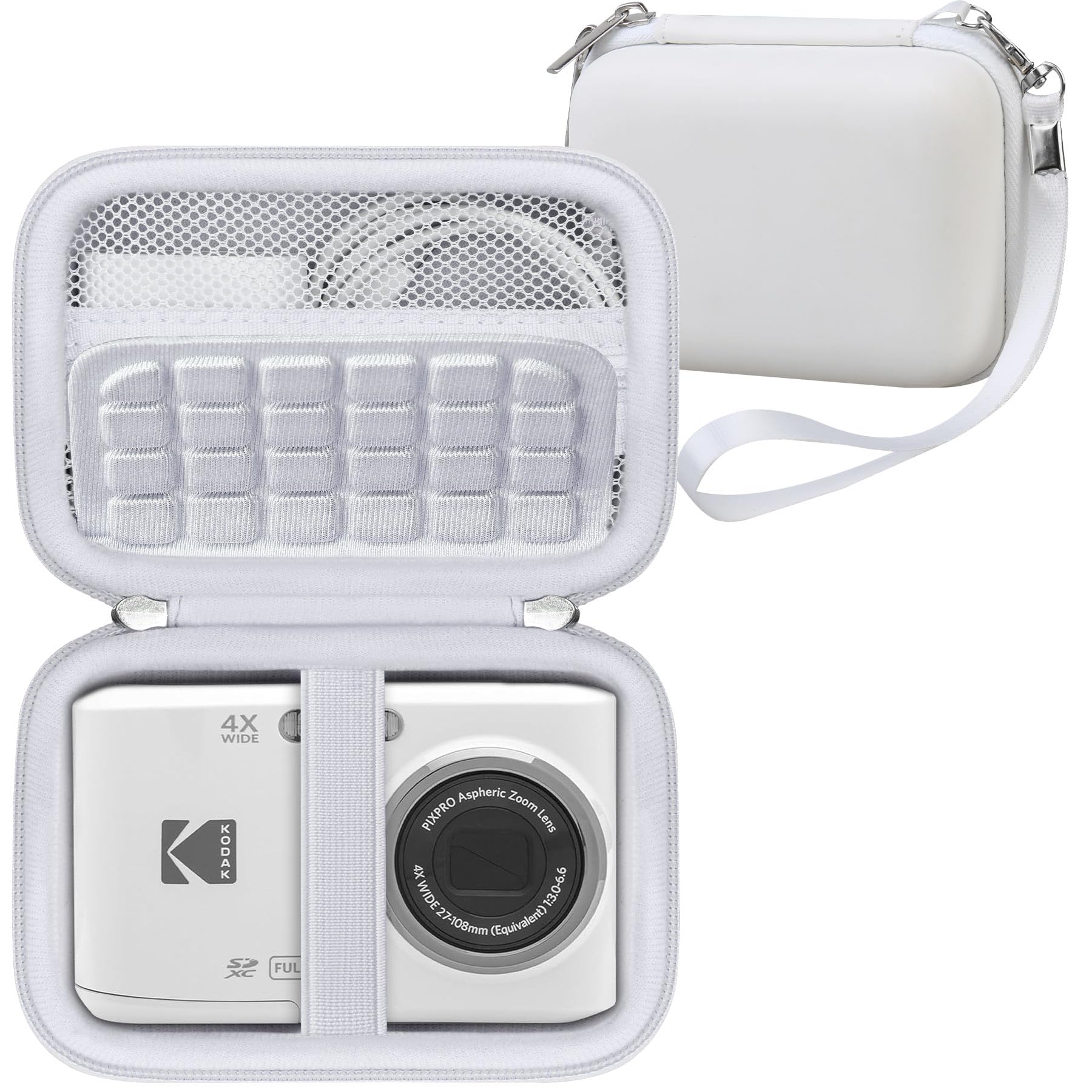 RAIALL Camera Case for KODAK PIXPRO FZ55 / FZ45 Digital Camera, Vlogging Camera Hard Carrying Case Protective Travel Bag, Mesh Pocket for Charger, USB